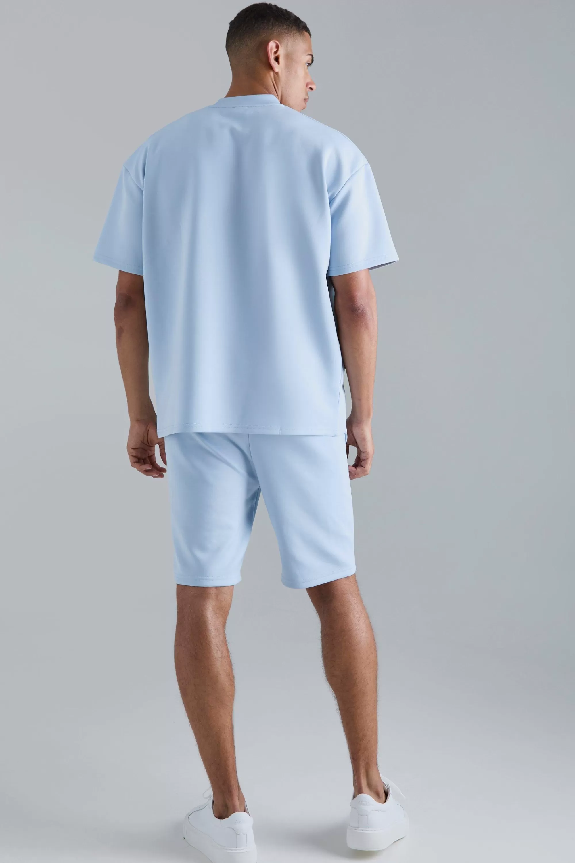 boohooMAN Slim Fit Pintuck Scuba Short | UK