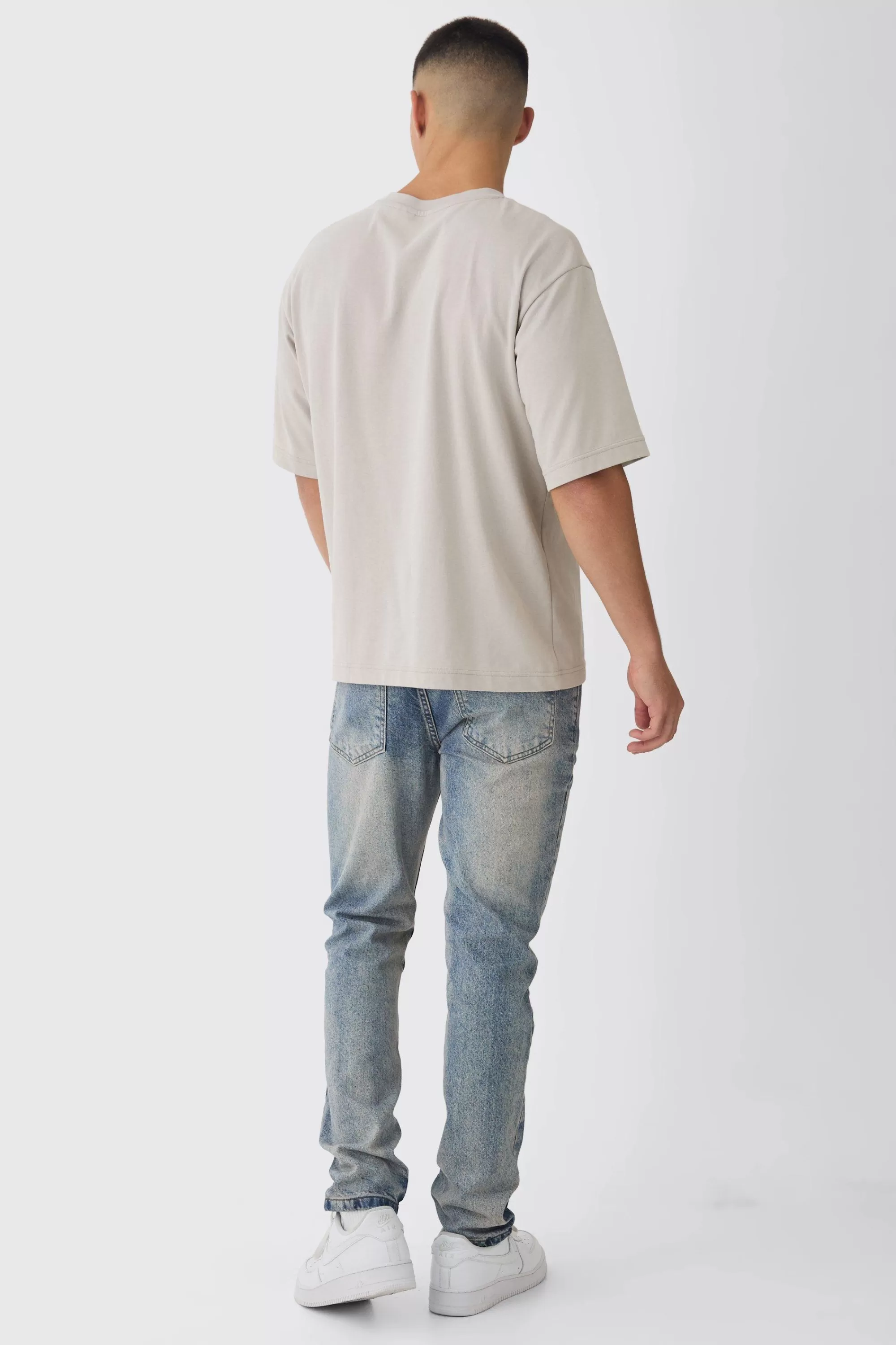 boohooMAN Slim Fit Ripped Stitch Detail Jeans | UK