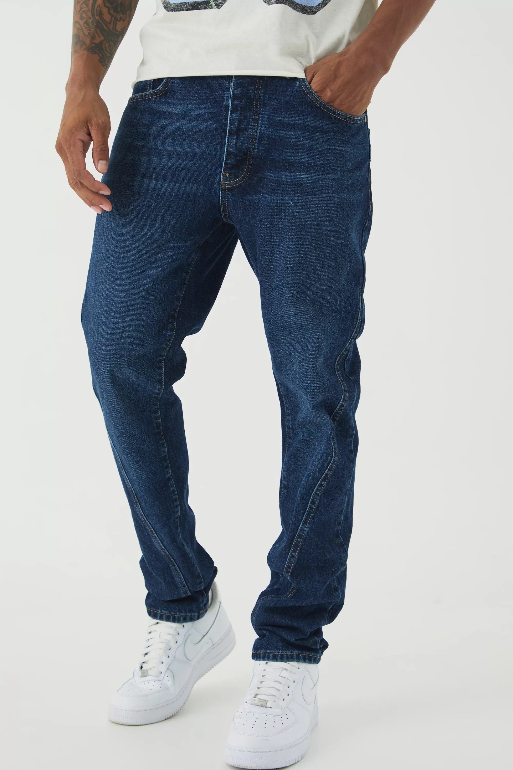 boohooMAN Slim Fit Seam Detail Jeans | UK