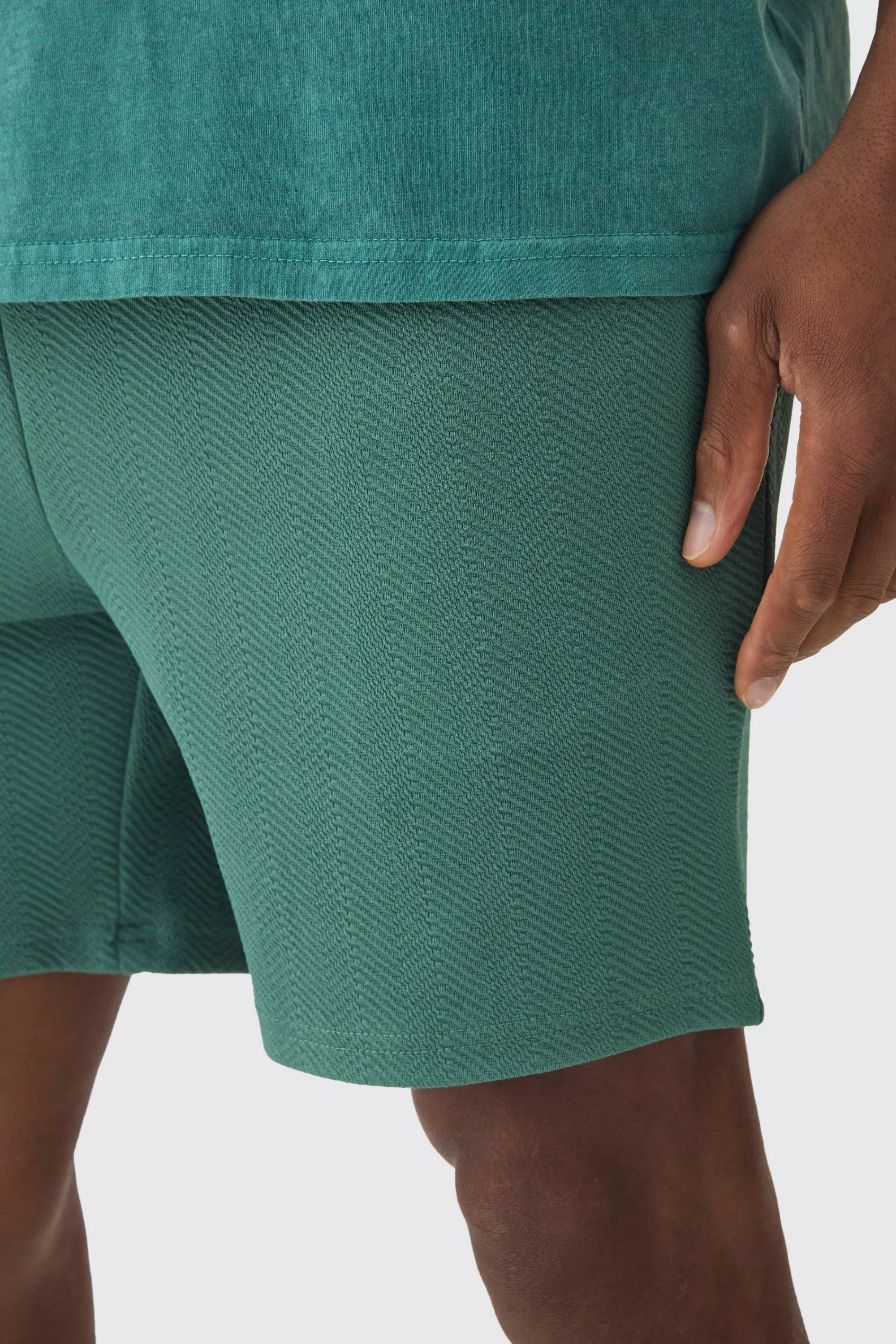 boohooMAN Slim Fit Short Length Herringbone Short | UK