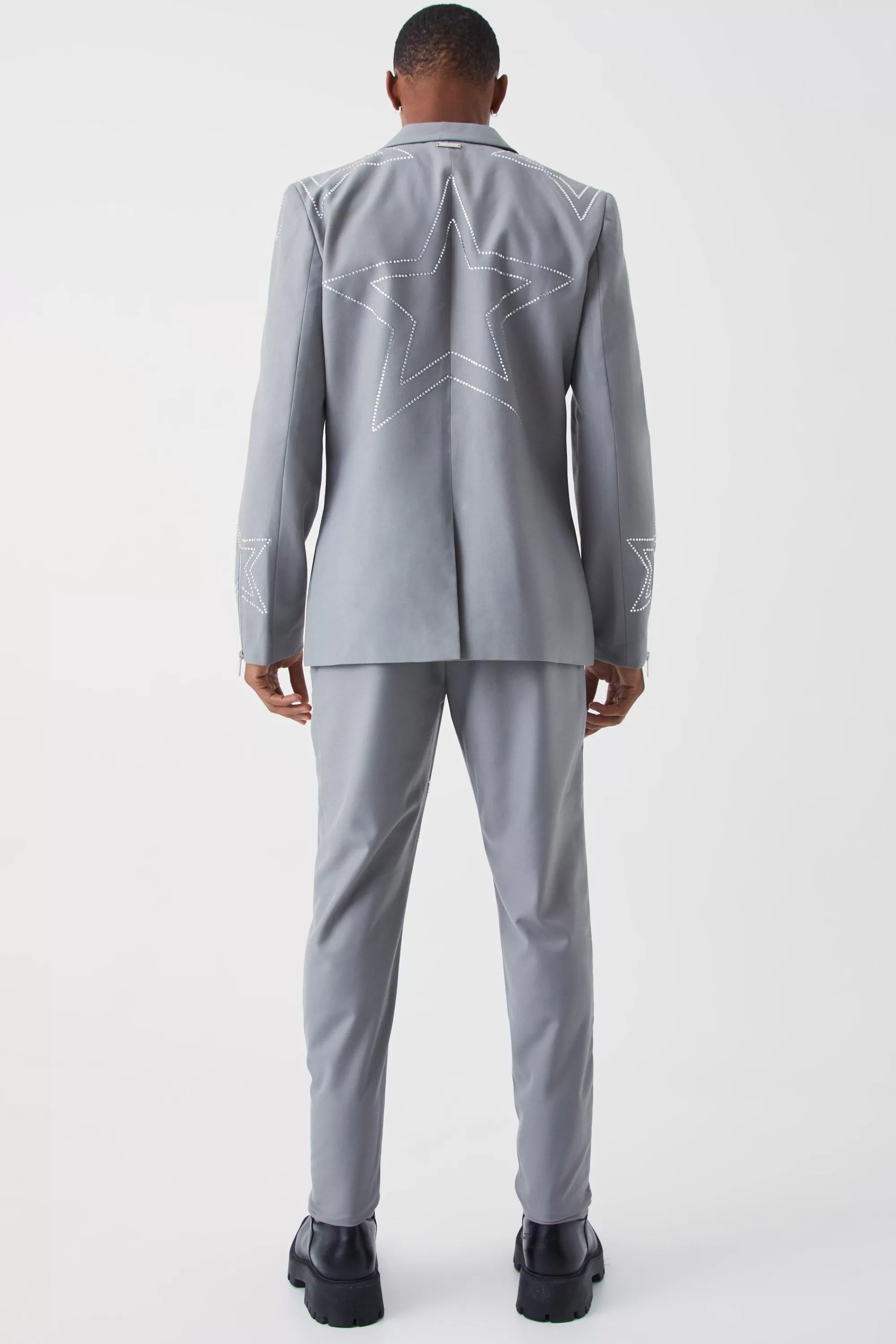 boohooMAN Slim Fit Trouser With Rhinestone Embellishment | UK