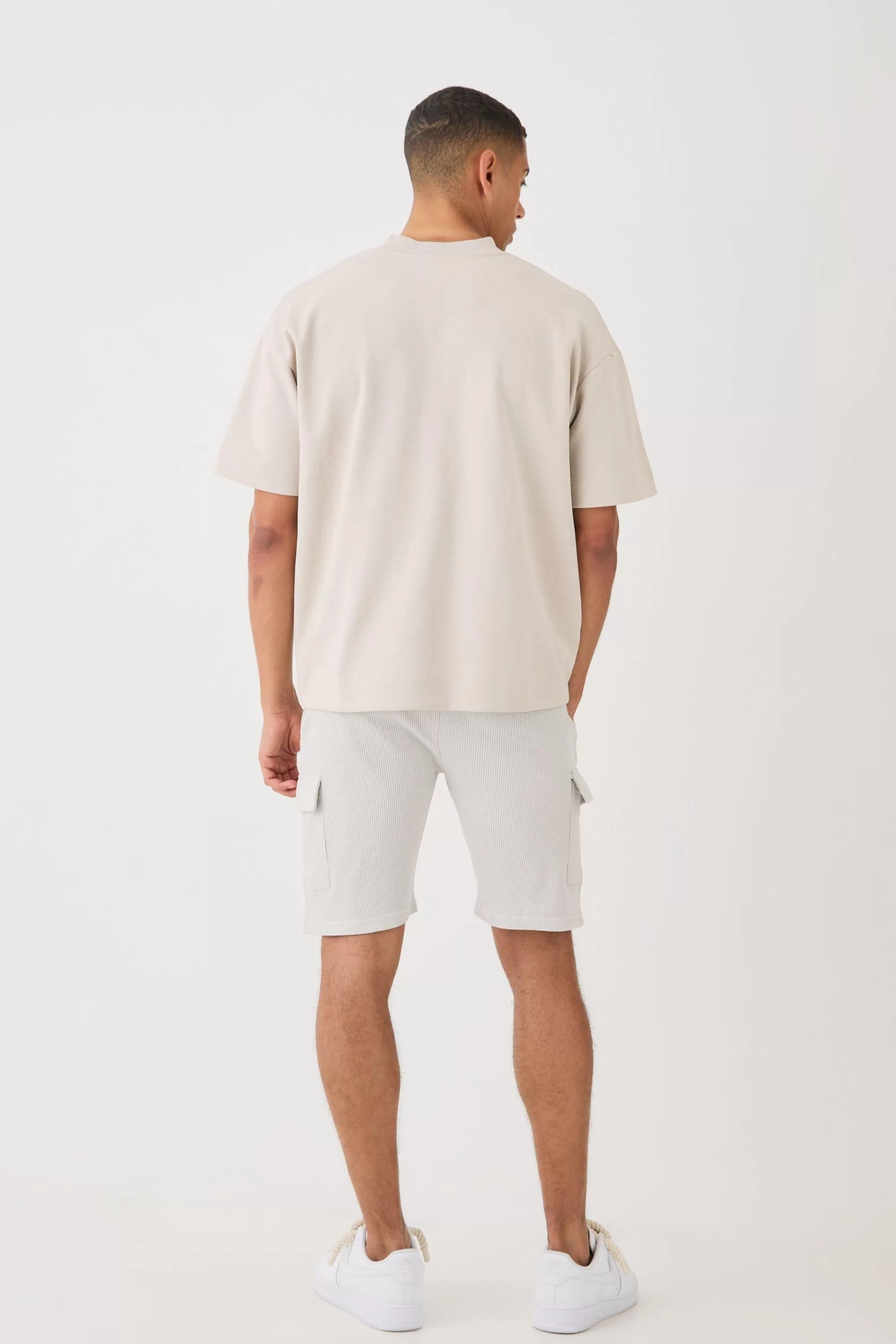 boohooMAN Slim Fit Waffle Cargo Short | UK