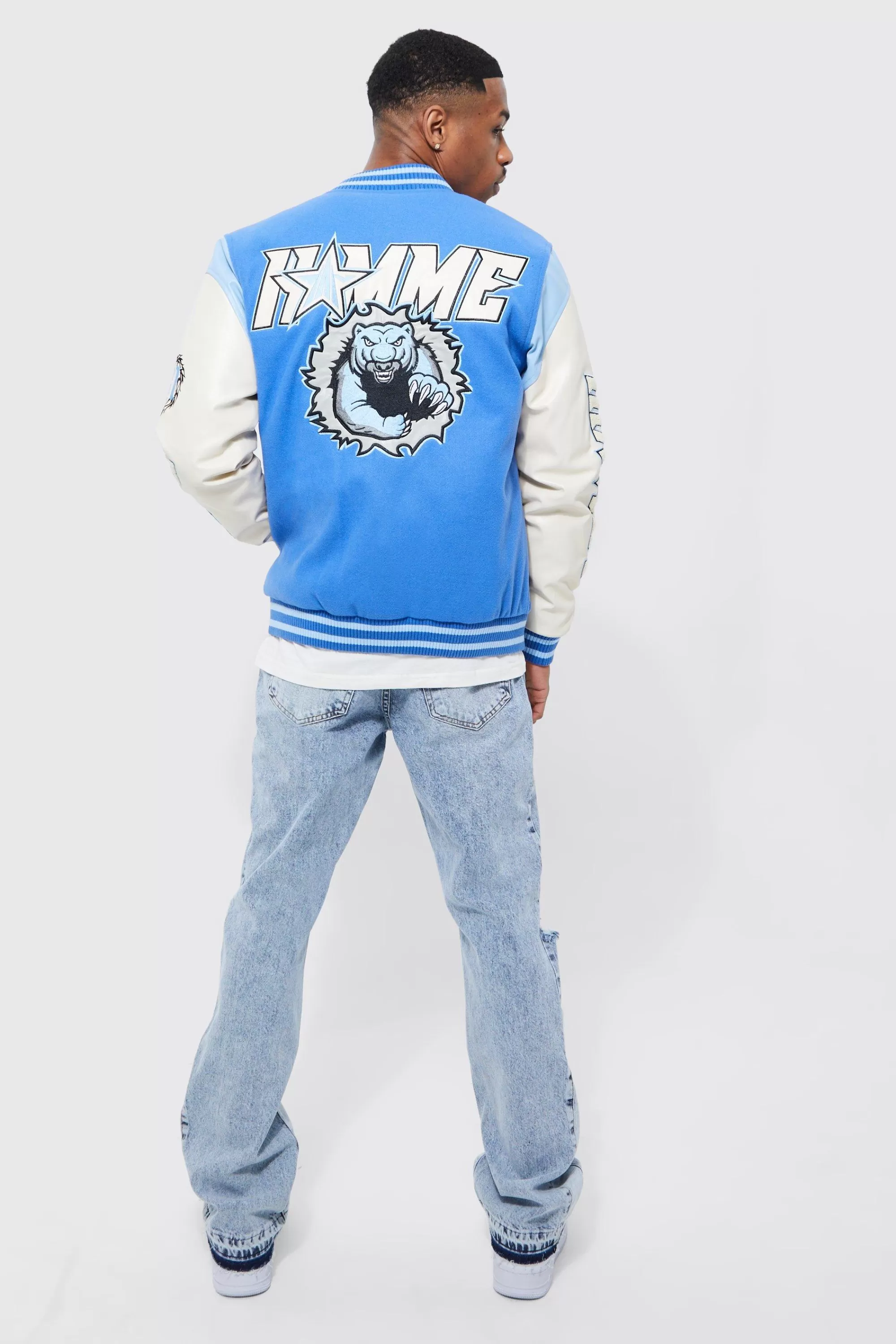 boohooMAN Slim Flare Distressed Gusset Panel Jeans | UK