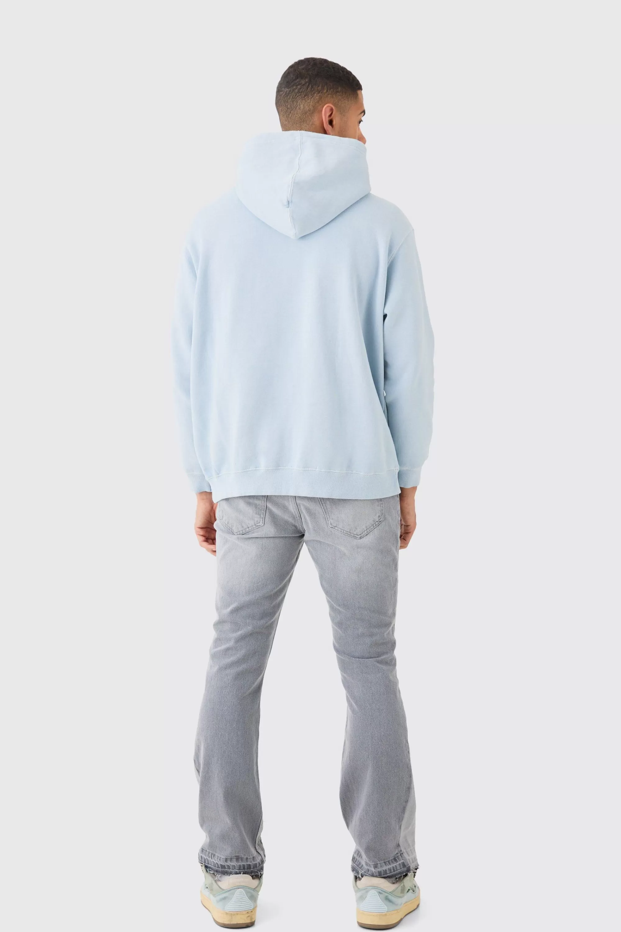 boohooMAN Slim Flare Distressed Gusset Panel Jeans | UK