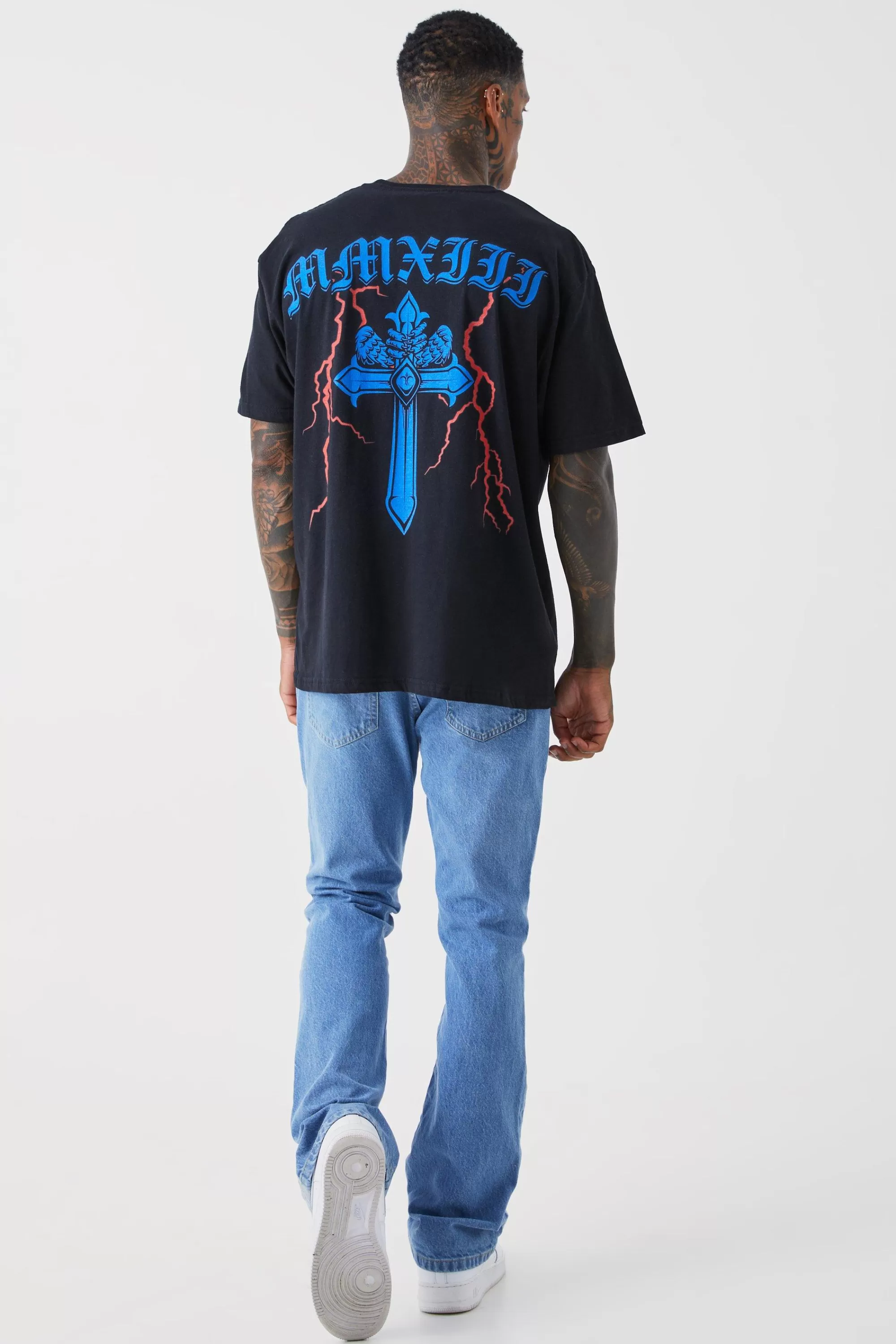 boohooMAN Slim Flare Panel Jeans | UK