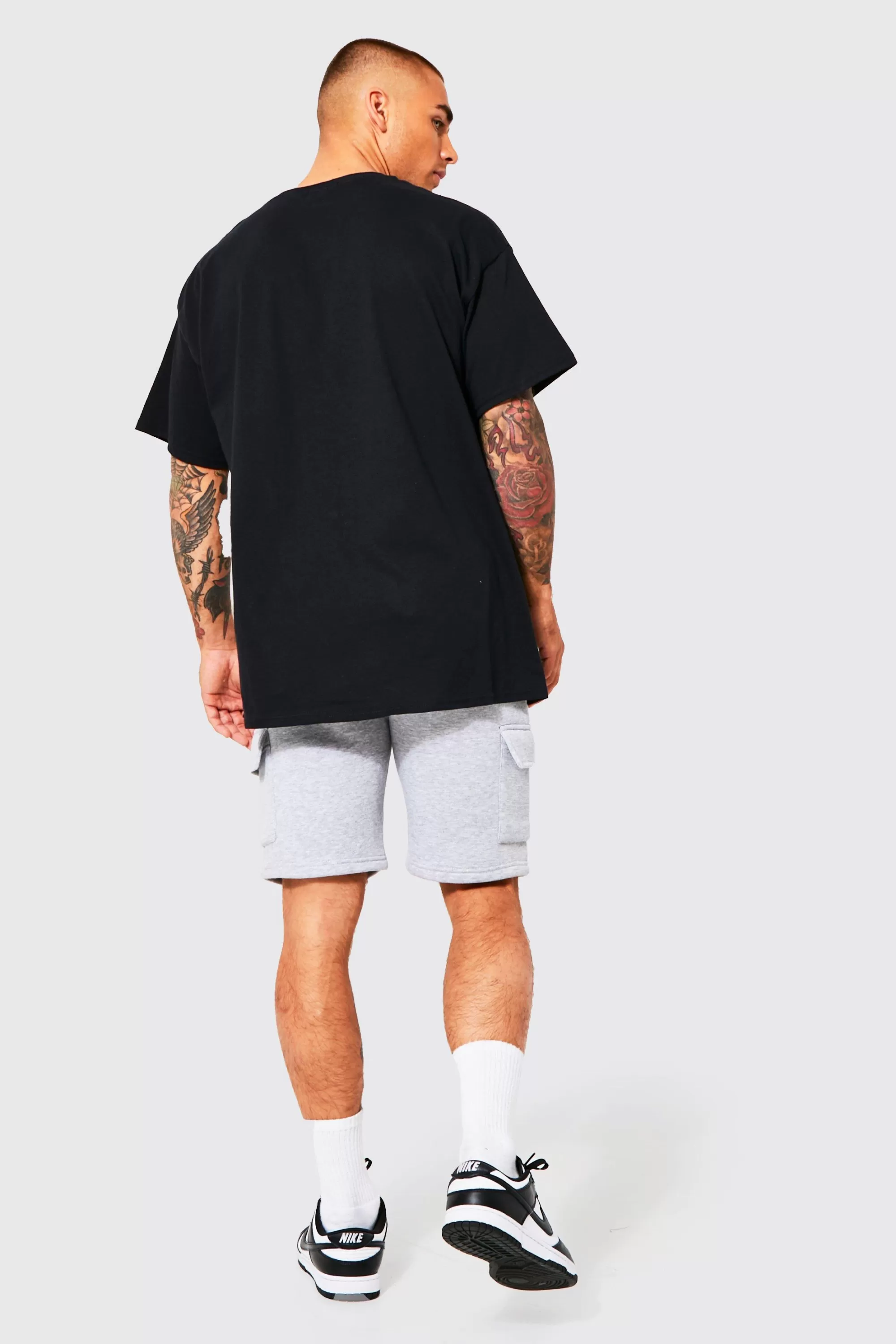 boohooMAN Slim Mid Cargo Jersey Short | UK