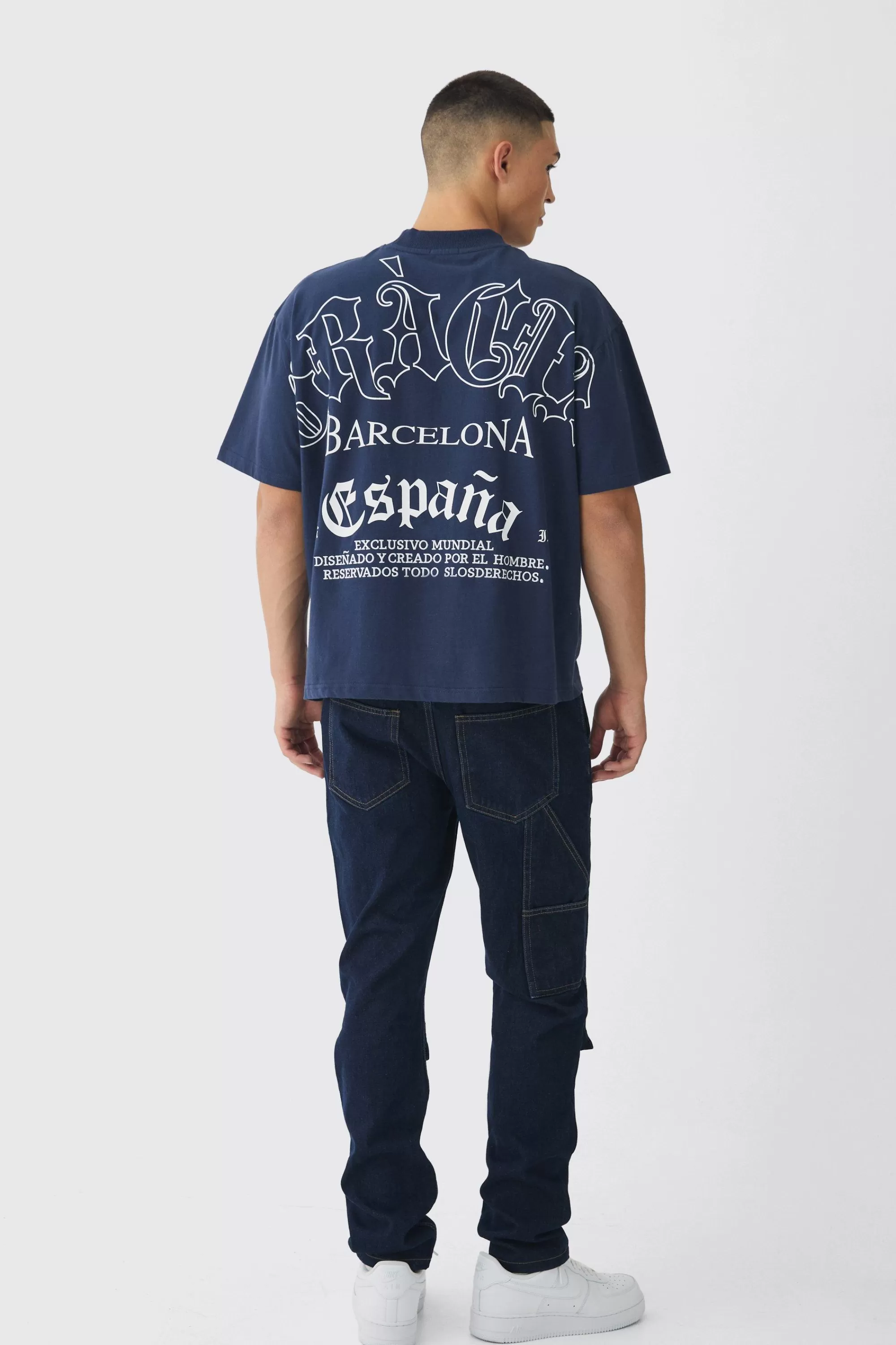 boohooMAN Slim Rigid Cargo Carpenter Denim Jeans | UK