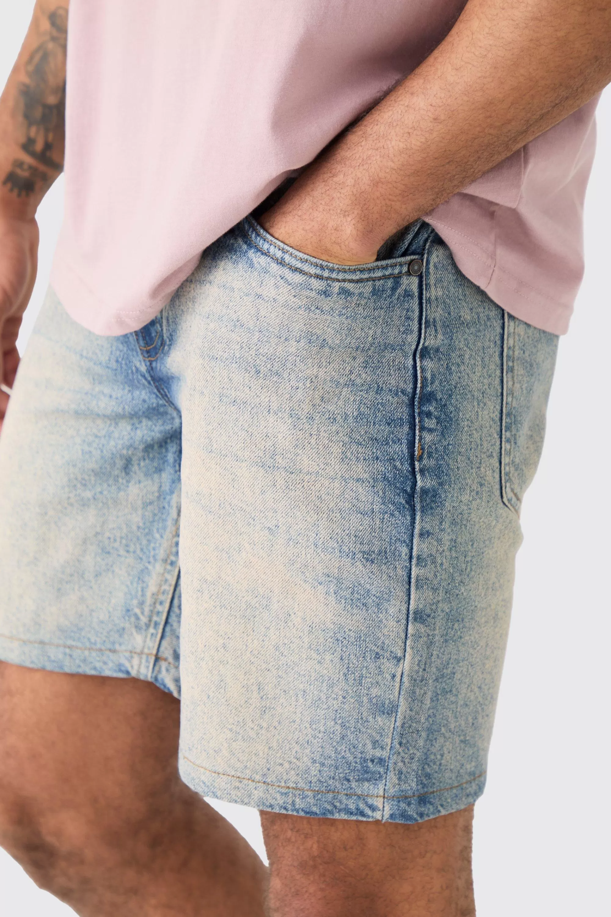 boohooMAN Slim Rigid Denim Shorts In | UK