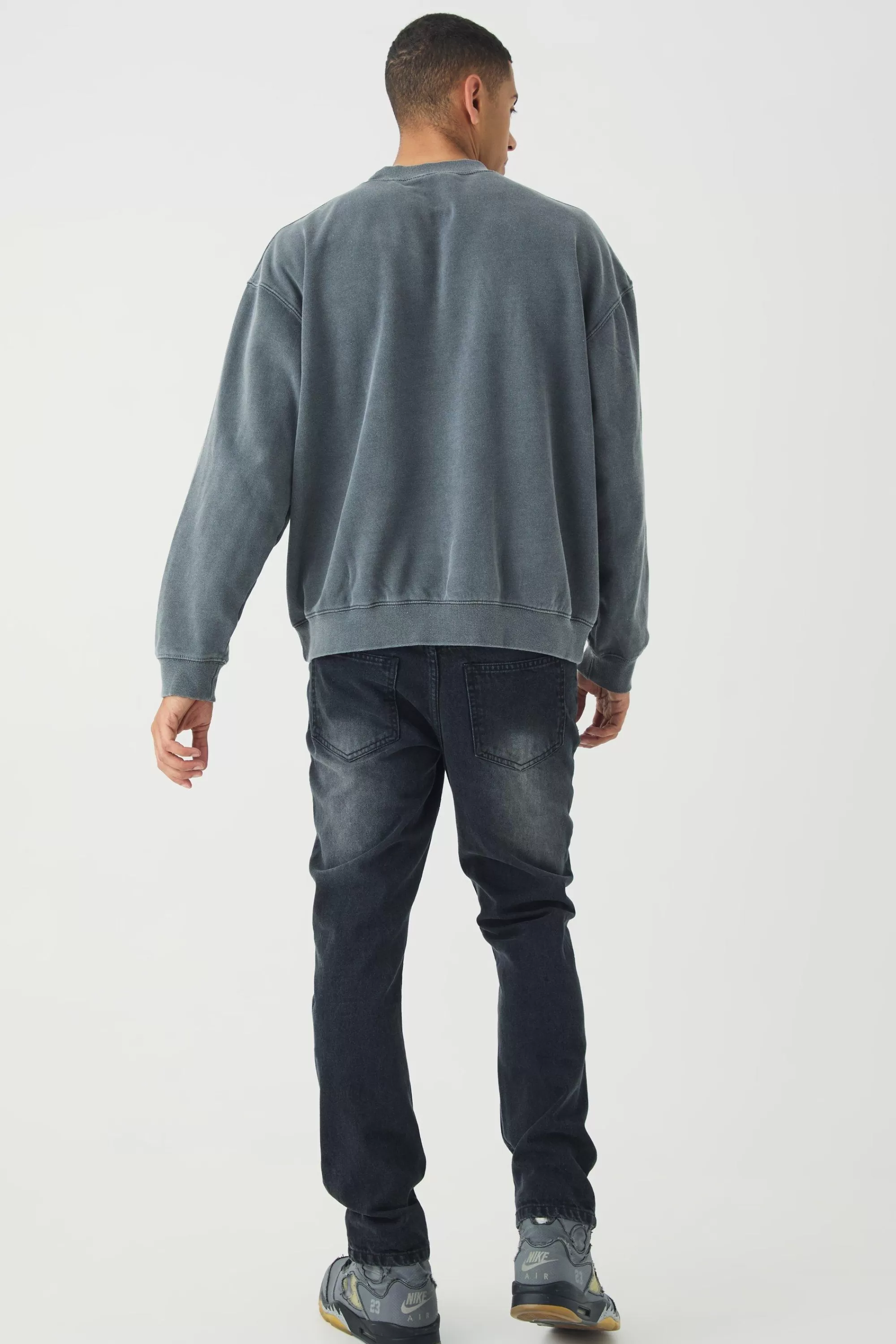 boohooMAN Slim Rigid Paint Splat Ripped Jeans | UK