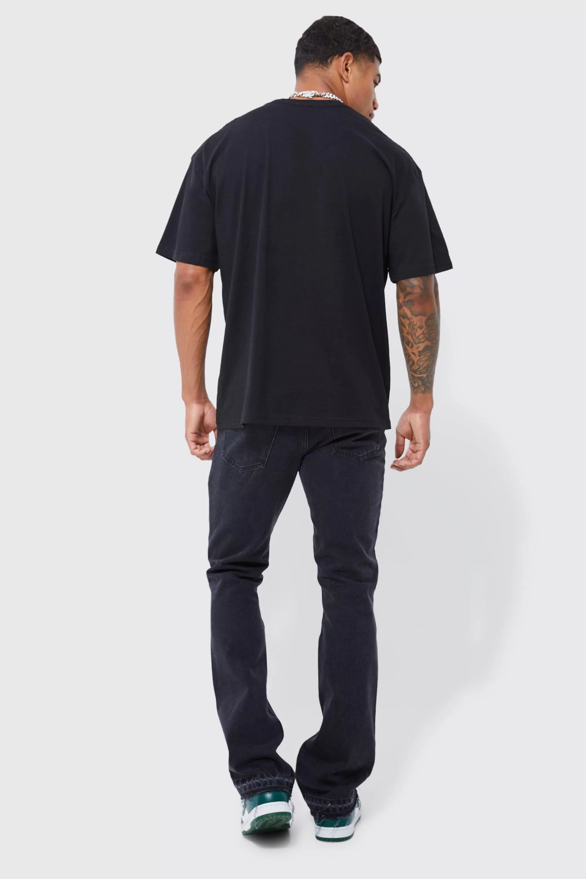 boohooMAN Slim Rigid Worker Panel Flare Jeans | UK