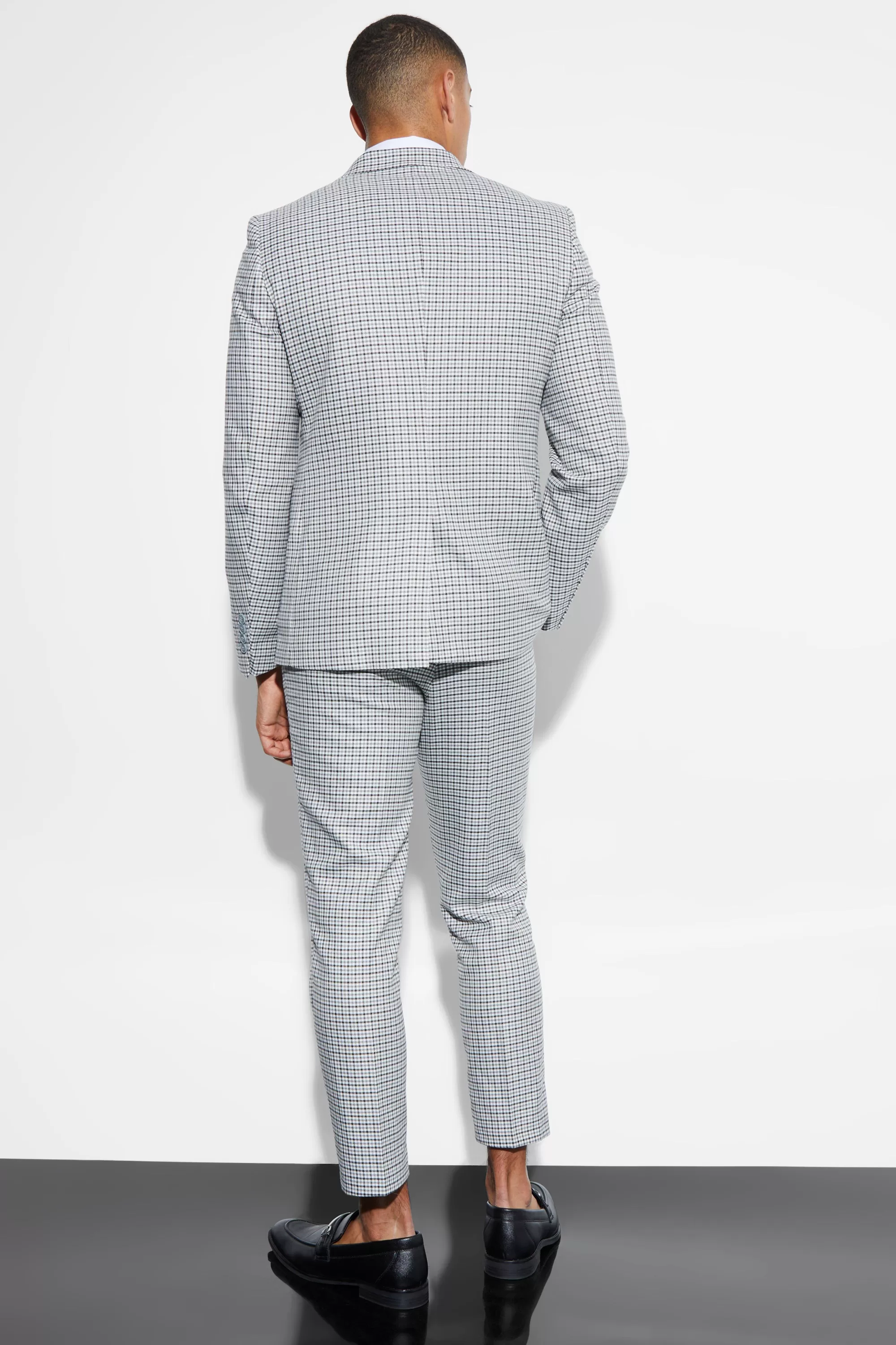 boohooMAN Slim Single Breasted Check Suit Jacket | UK