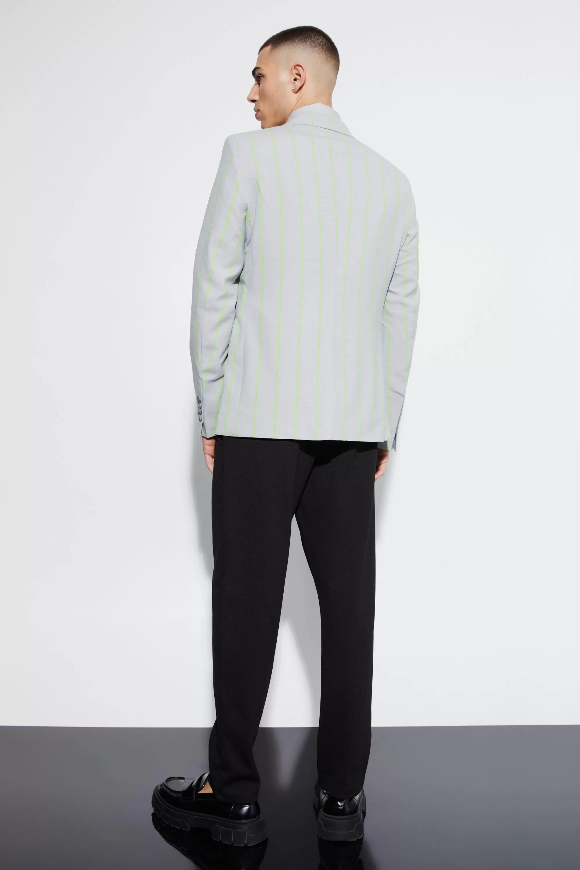 boohooMAN Slim Single Breasted Wide Stripe Suit | UK