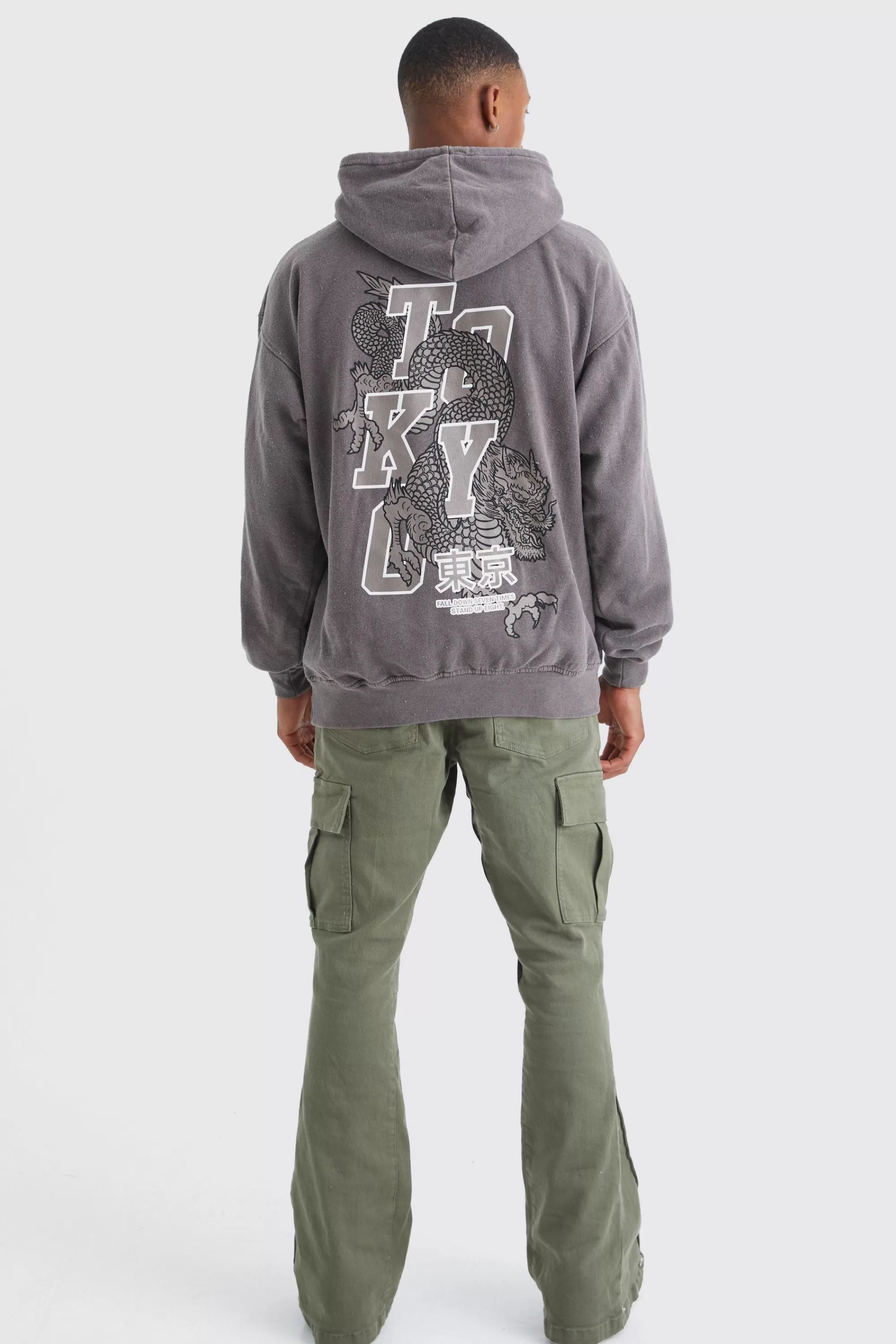 boohooMAN Slim Stacked Flare Camo Gusset Rip And Repair Trouser | UK