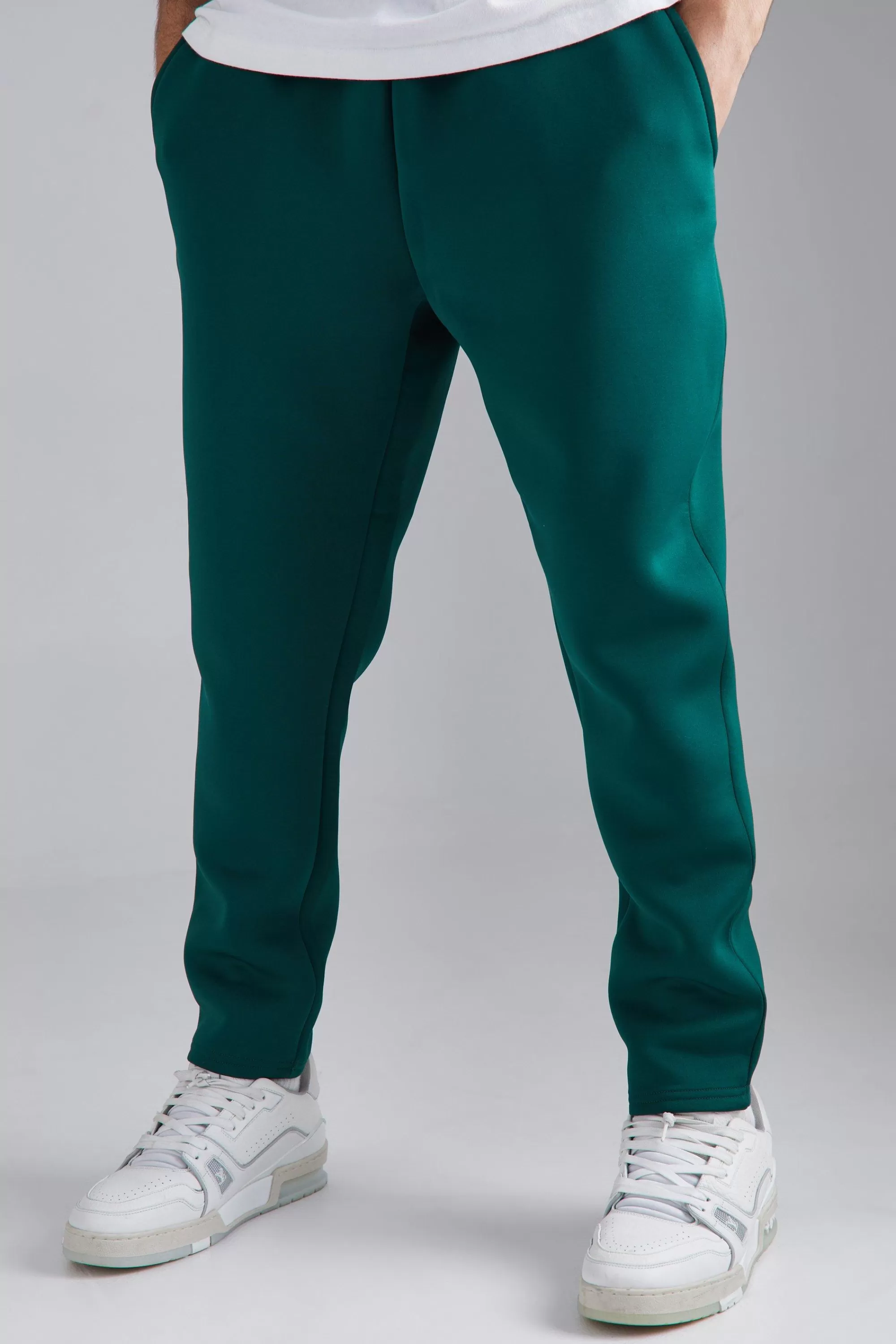 boohooMAN Slim Tapered Bonded Scuba Jogger | UK