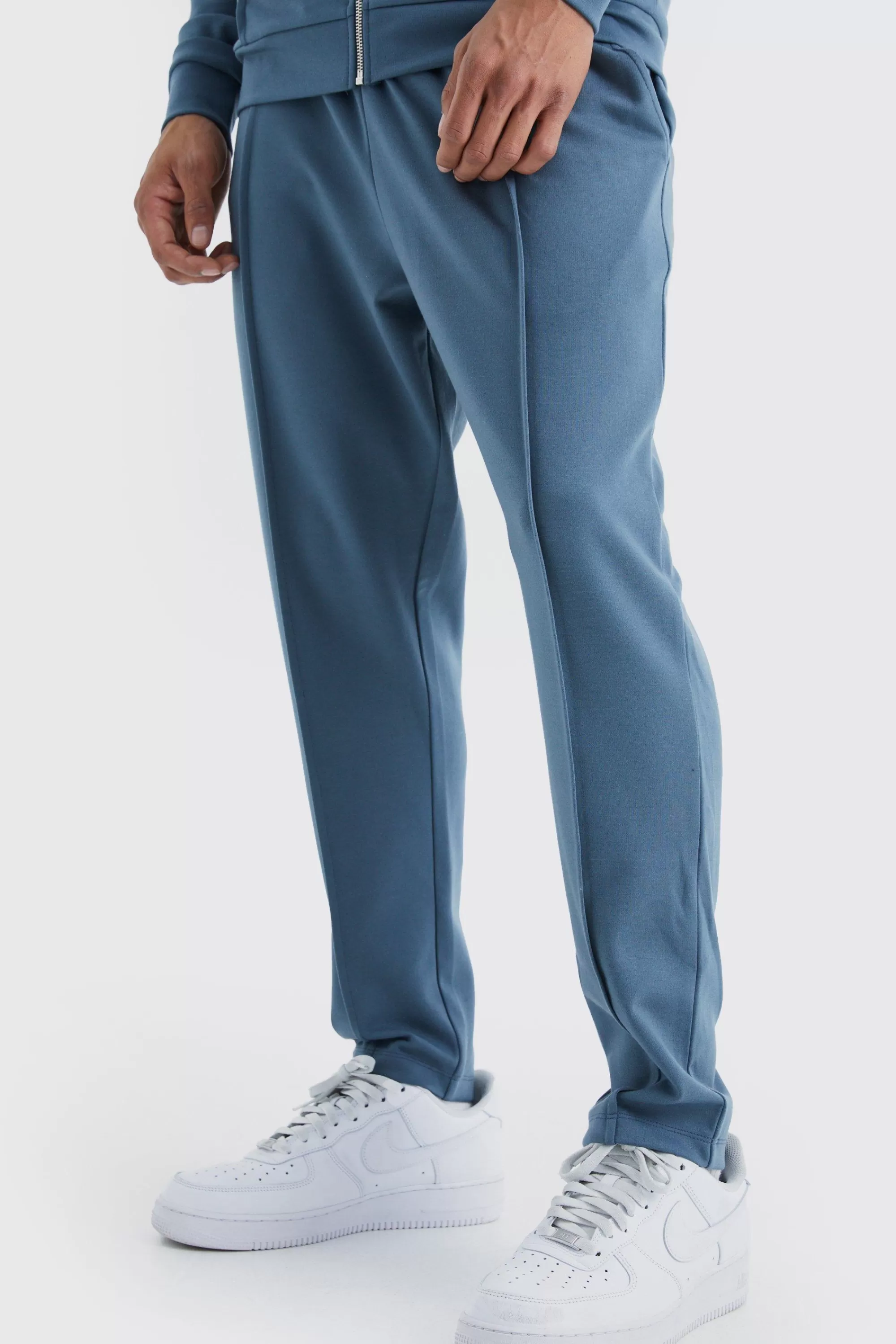 boohooMAN Slim Tapered Elastic Waist Pintuck Crop Jogger | UK