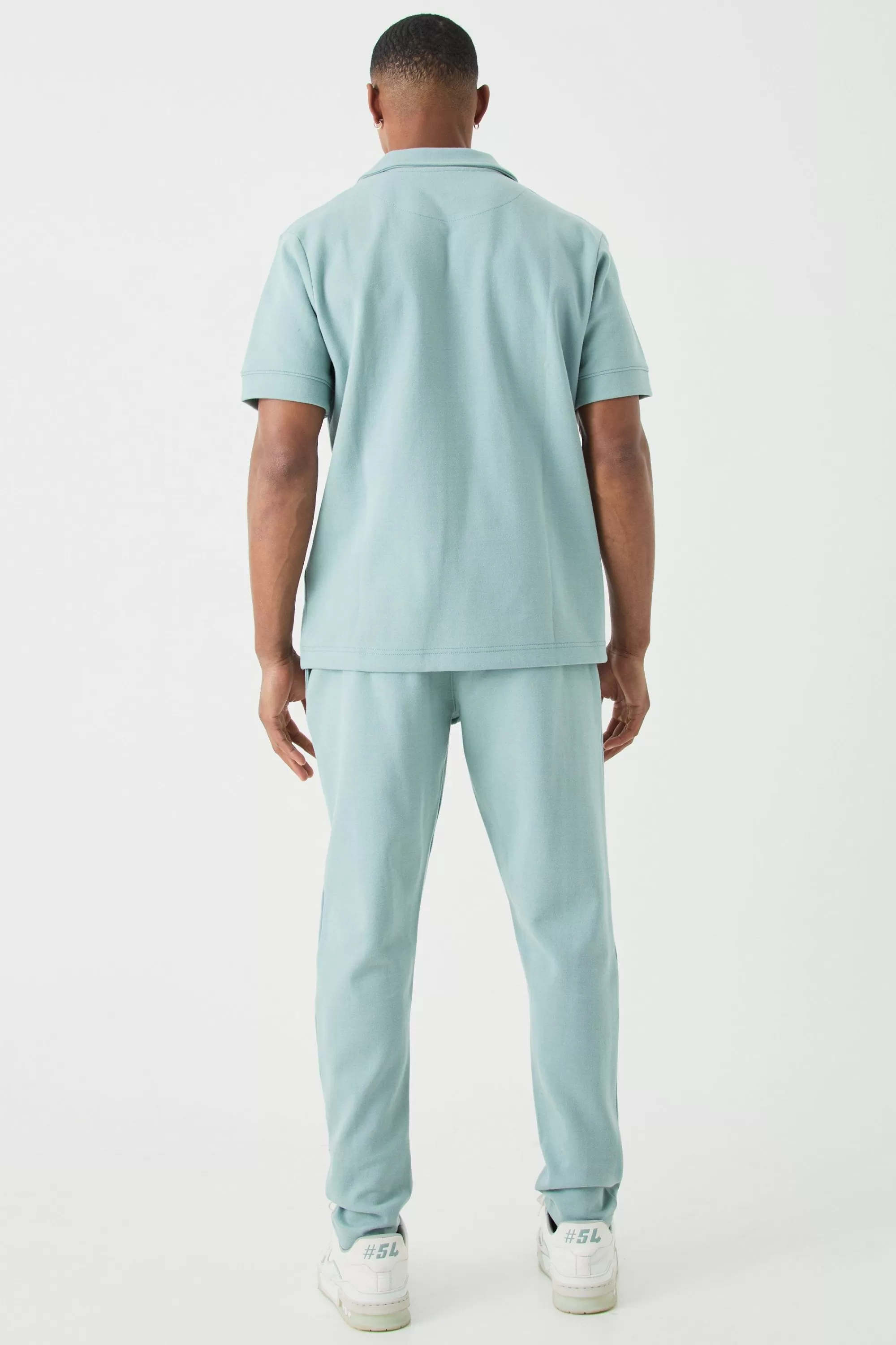 boohooMAN Slim Tapered Interlock Pintuck Jogger | UK
