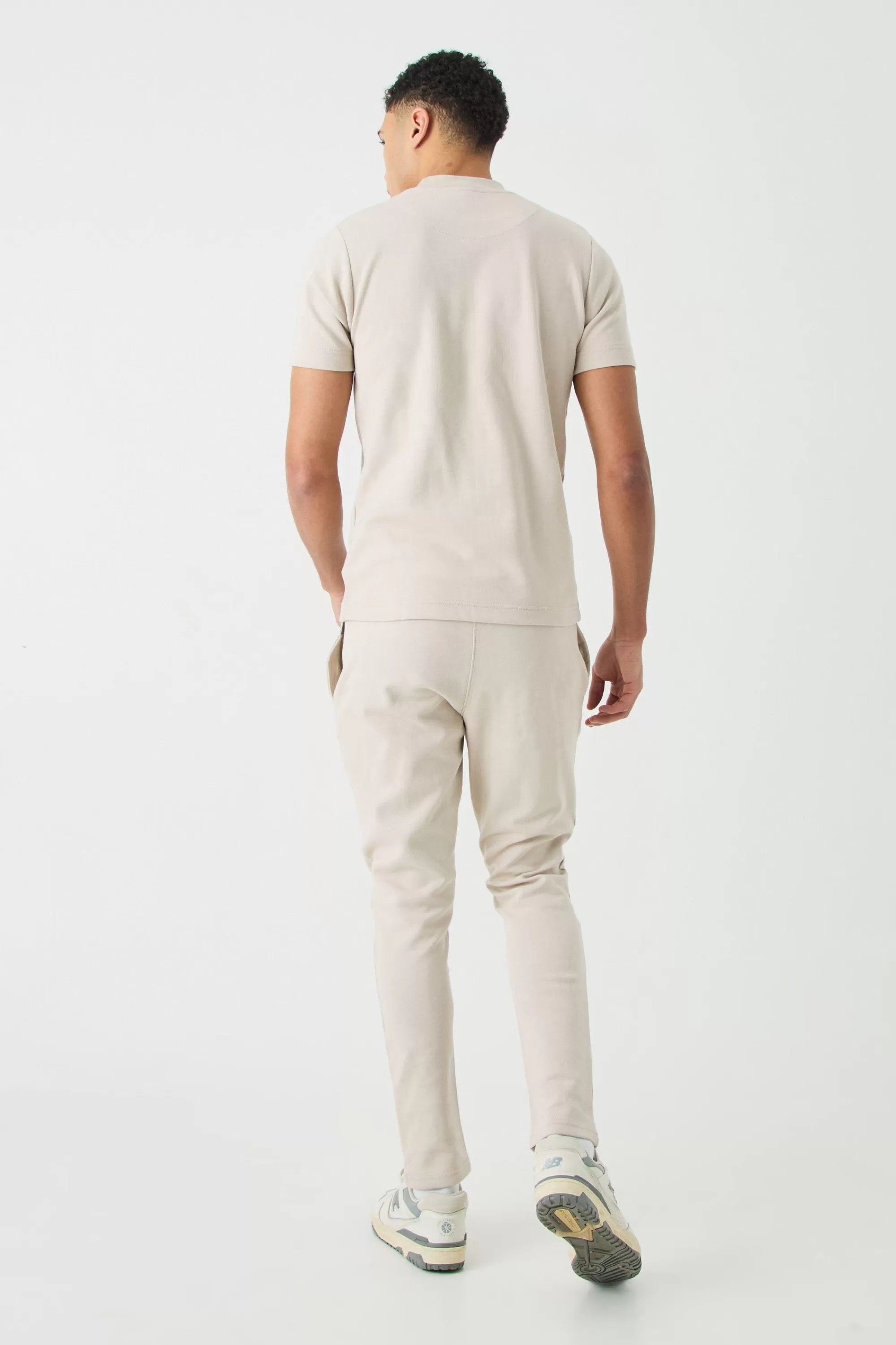 boohooMAN Slim T-shirt & Jogger Interlock Set | UK