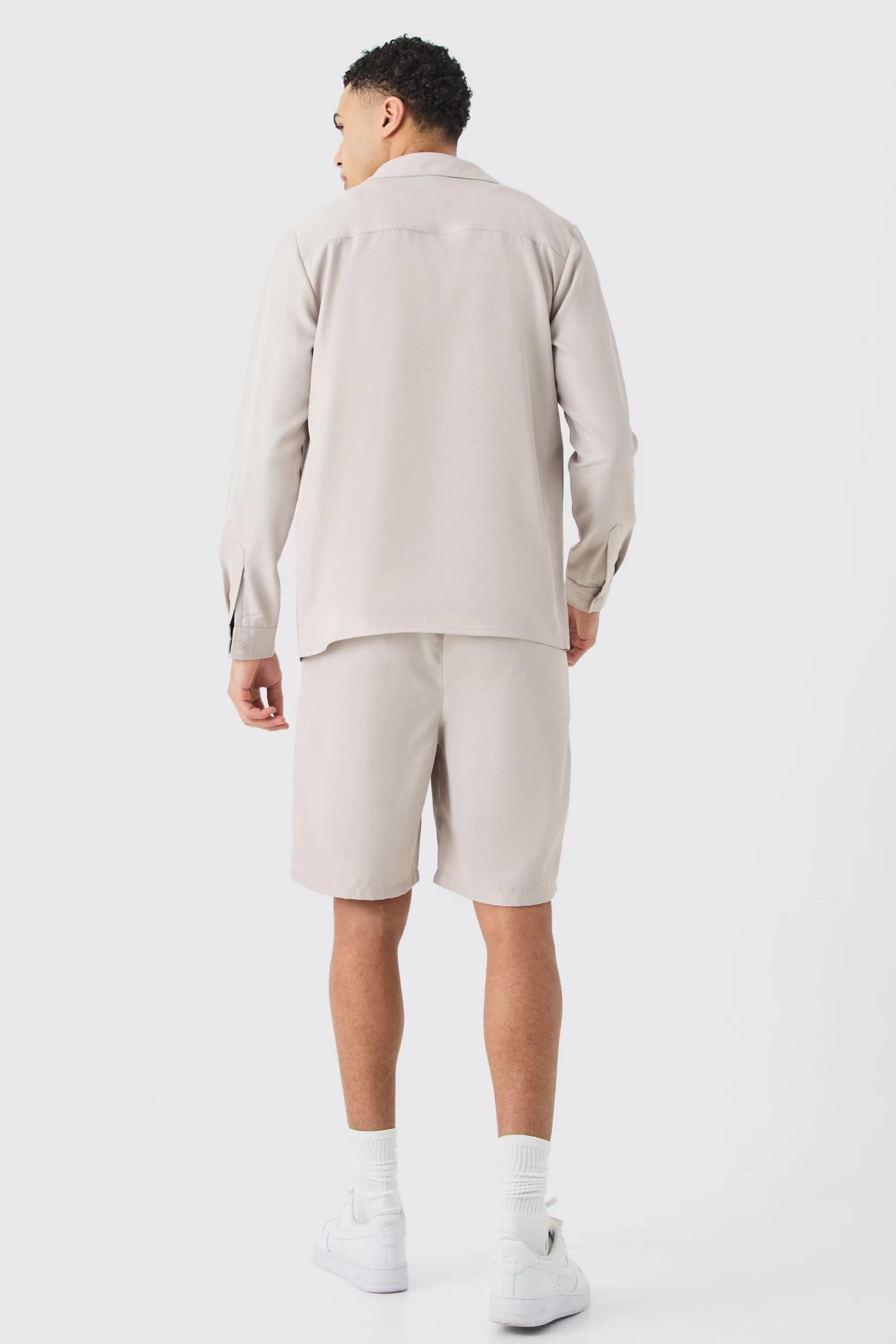 boohooMAN Soft Twill Overshirt And Short Set | UK
