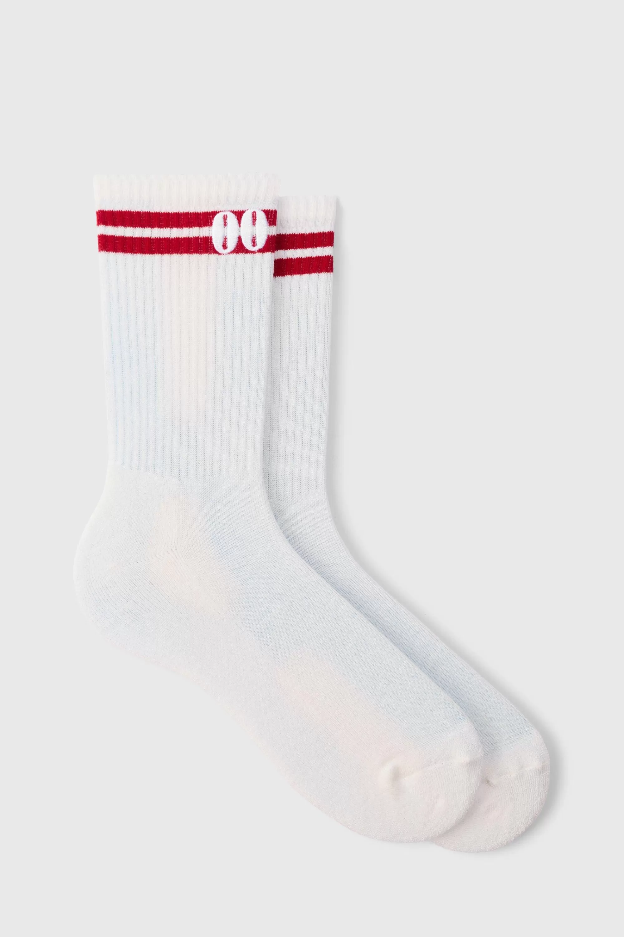 boohooMAN Sports Embroide Half Terry Stripe Socks In | UK