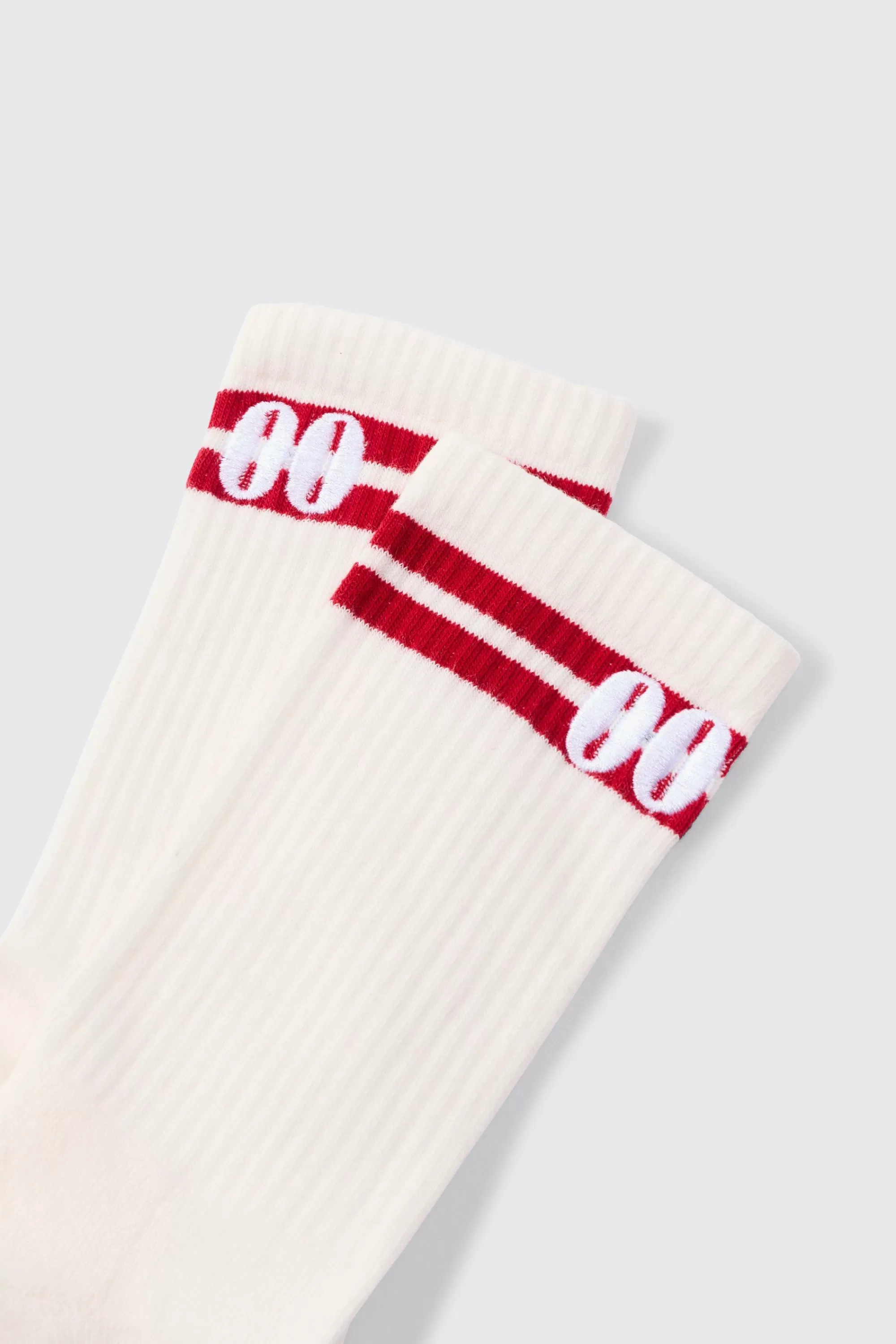 boohooMAN Sports Embroide Half Terry Stripe Socks In | UK