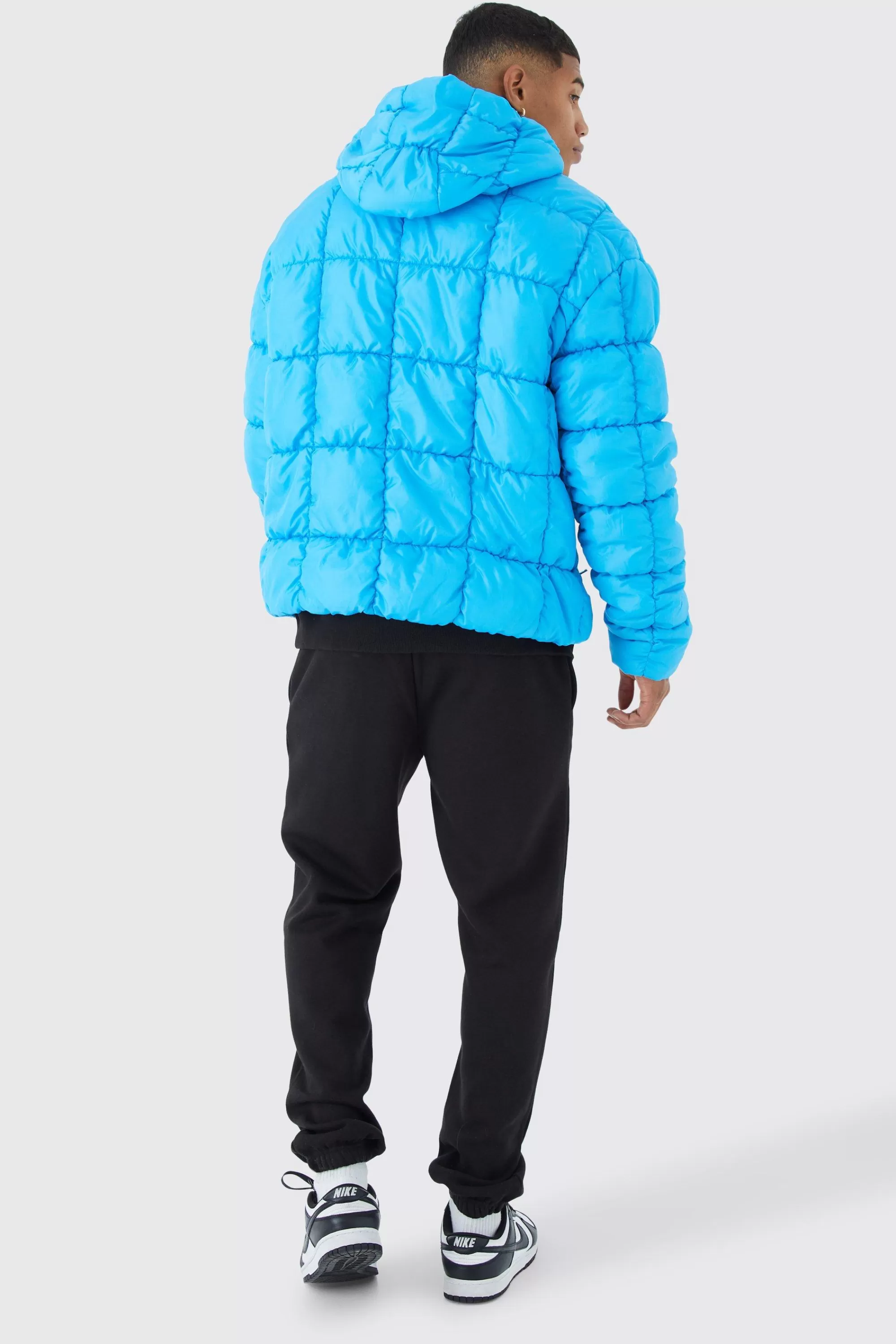 boohooMAN Square Quilted Ruched Puffer | UK