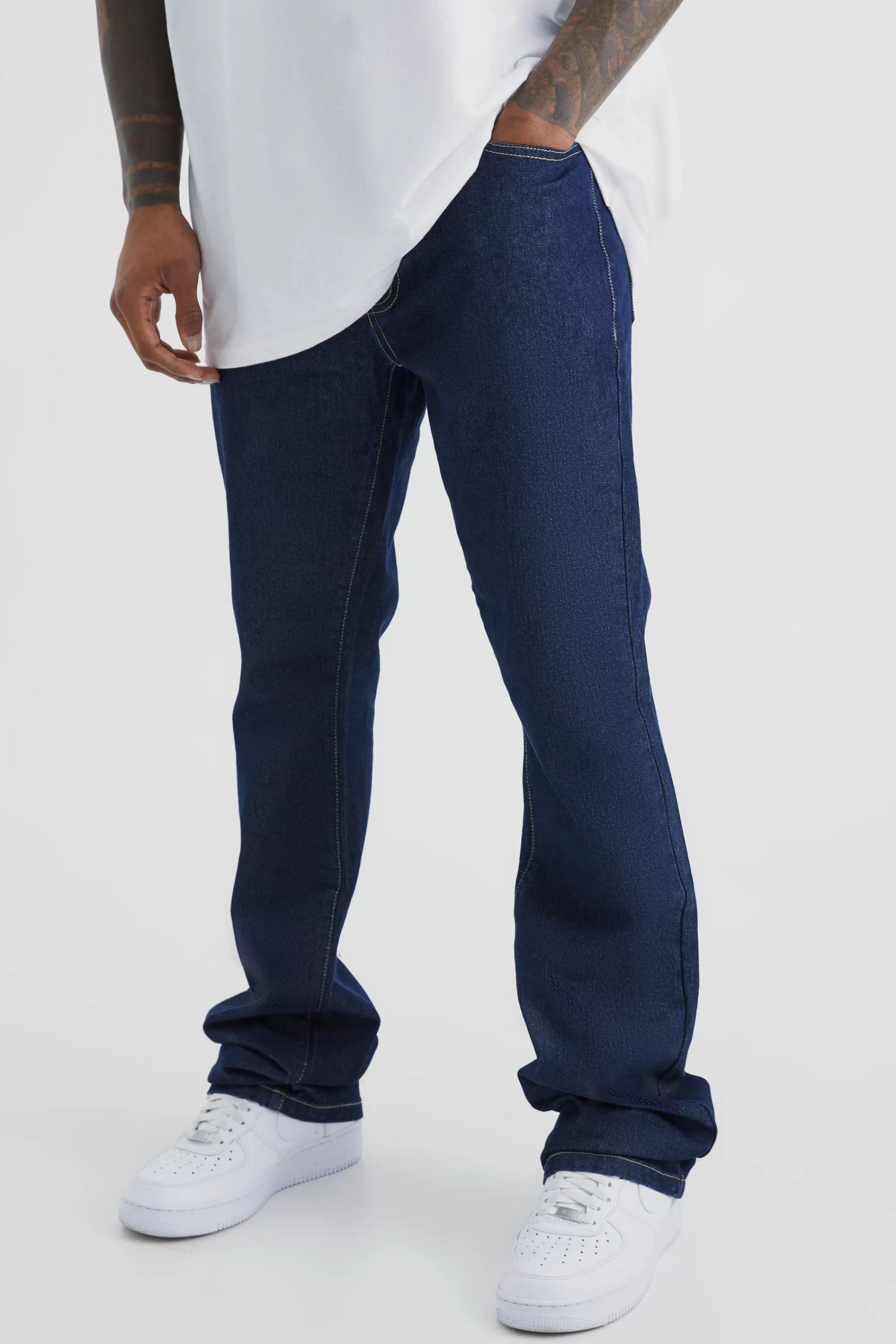 boohooMAN Stacked Rigid Flare Jean | UK