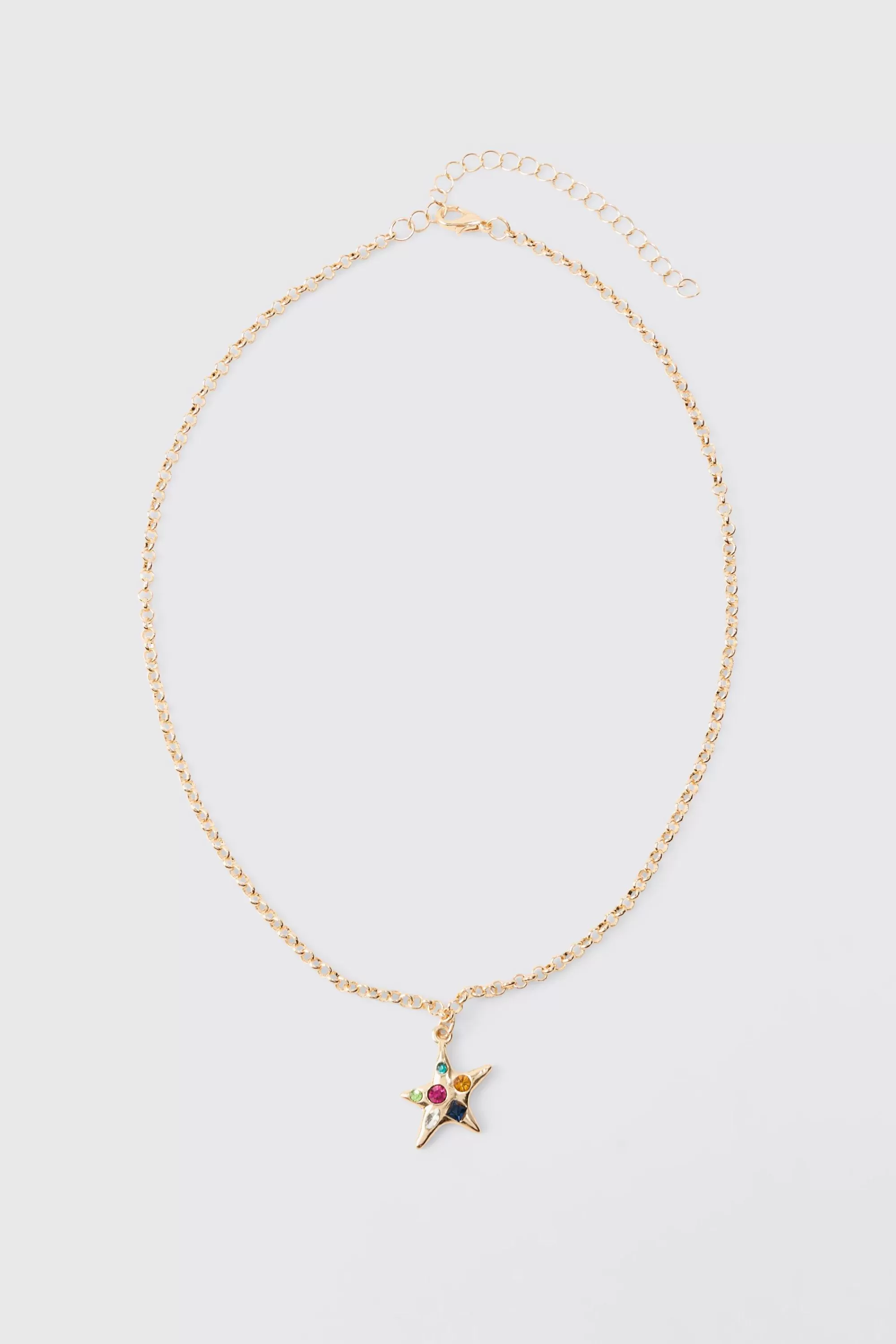 boohooMAN Star Gem Pendant Necklace In | UK