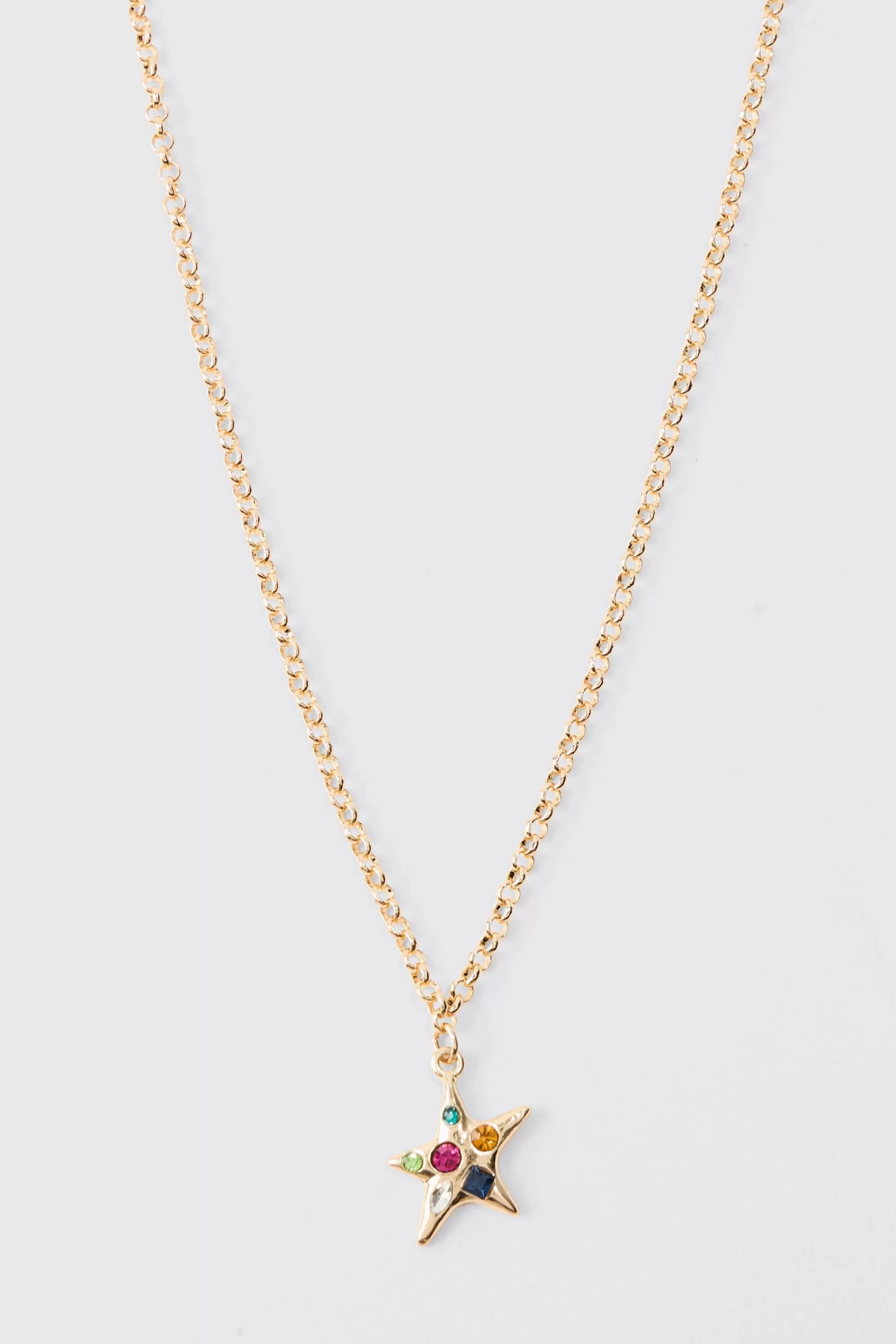 boohooMAN Star Gem Pendant Necklace In | UK