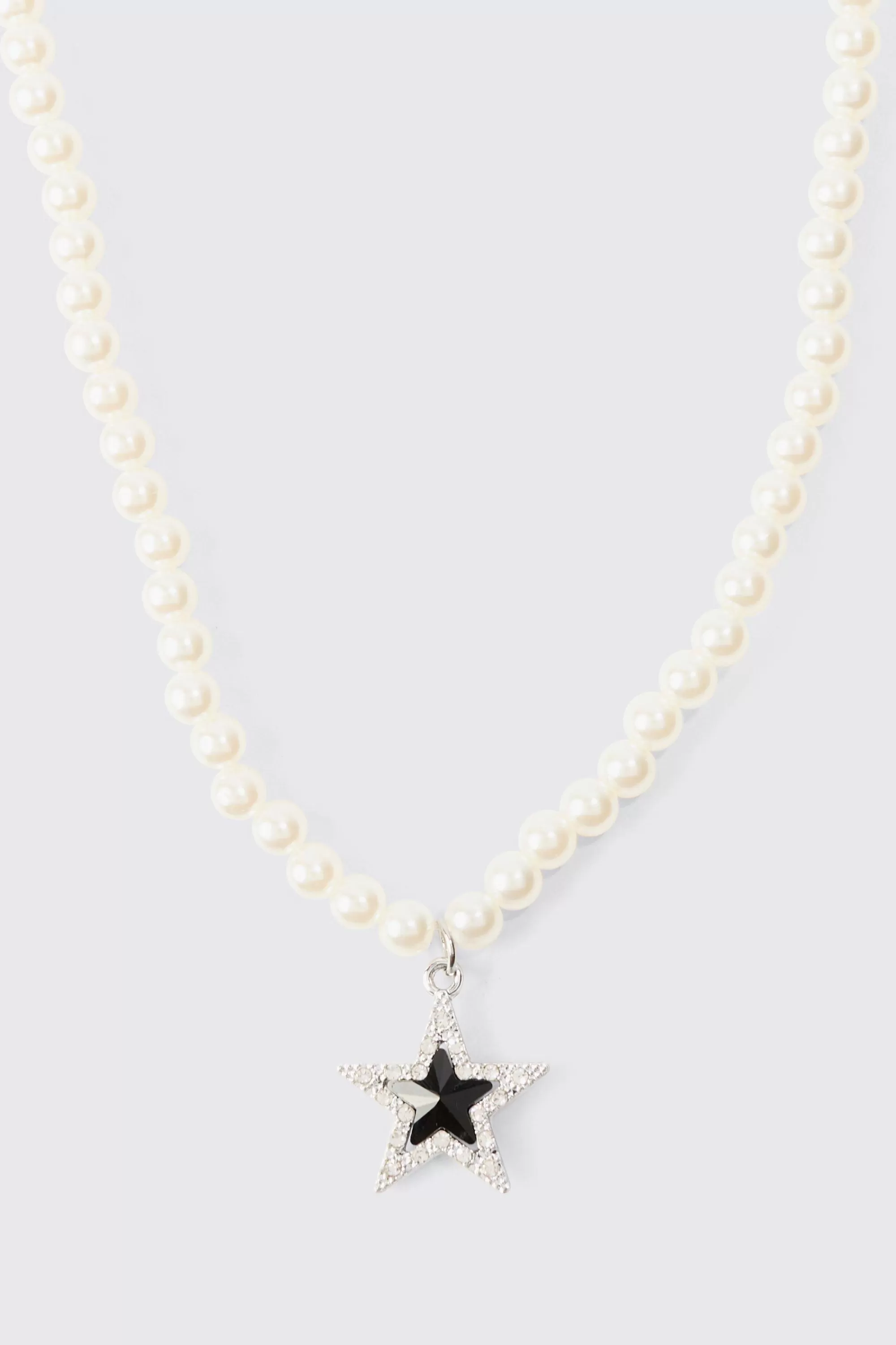 boohooMAN Star Pendant Pearl Necklace | UK