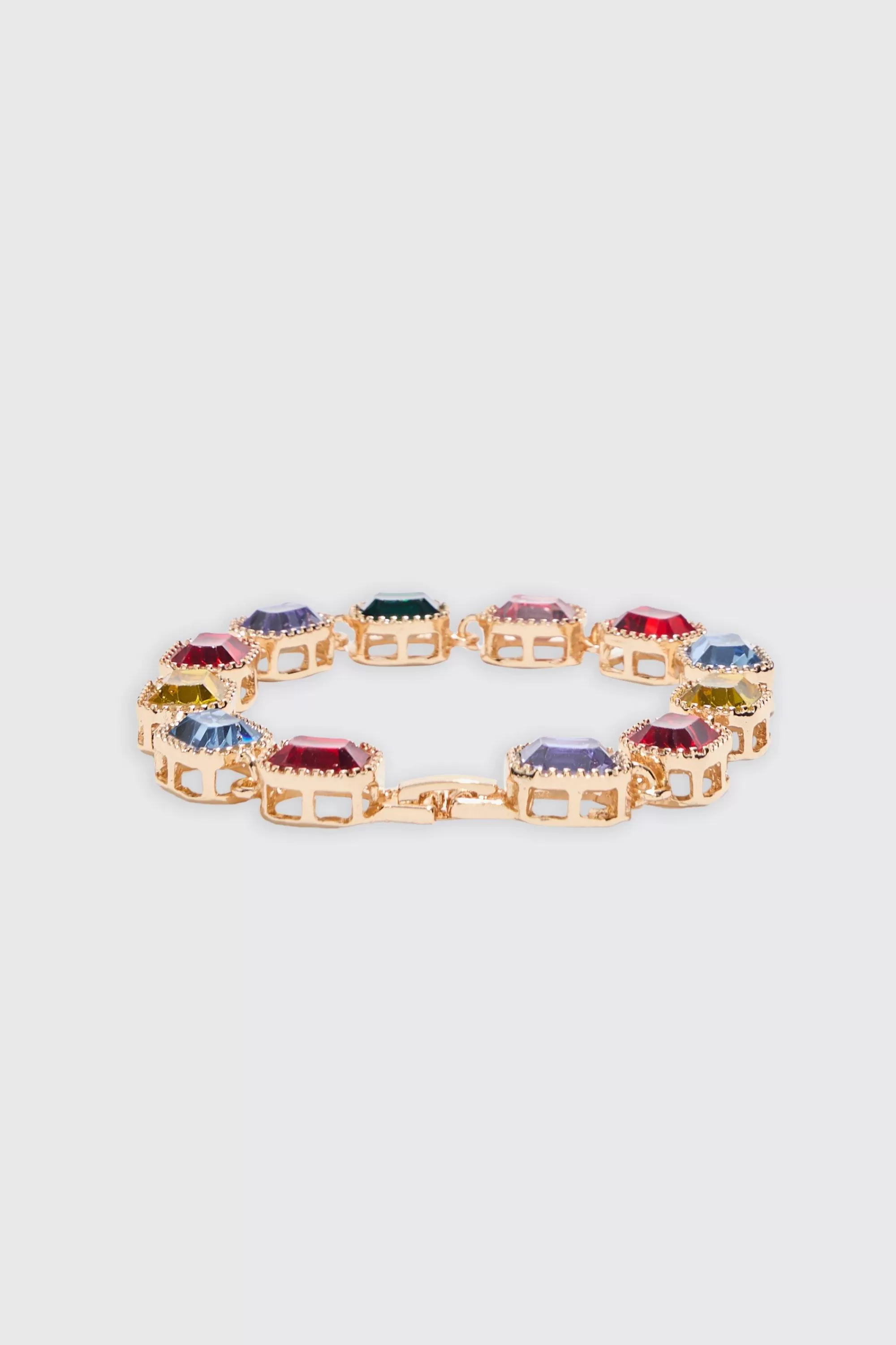 boohooMAN Stone Detail Iced Bracelet In | UK