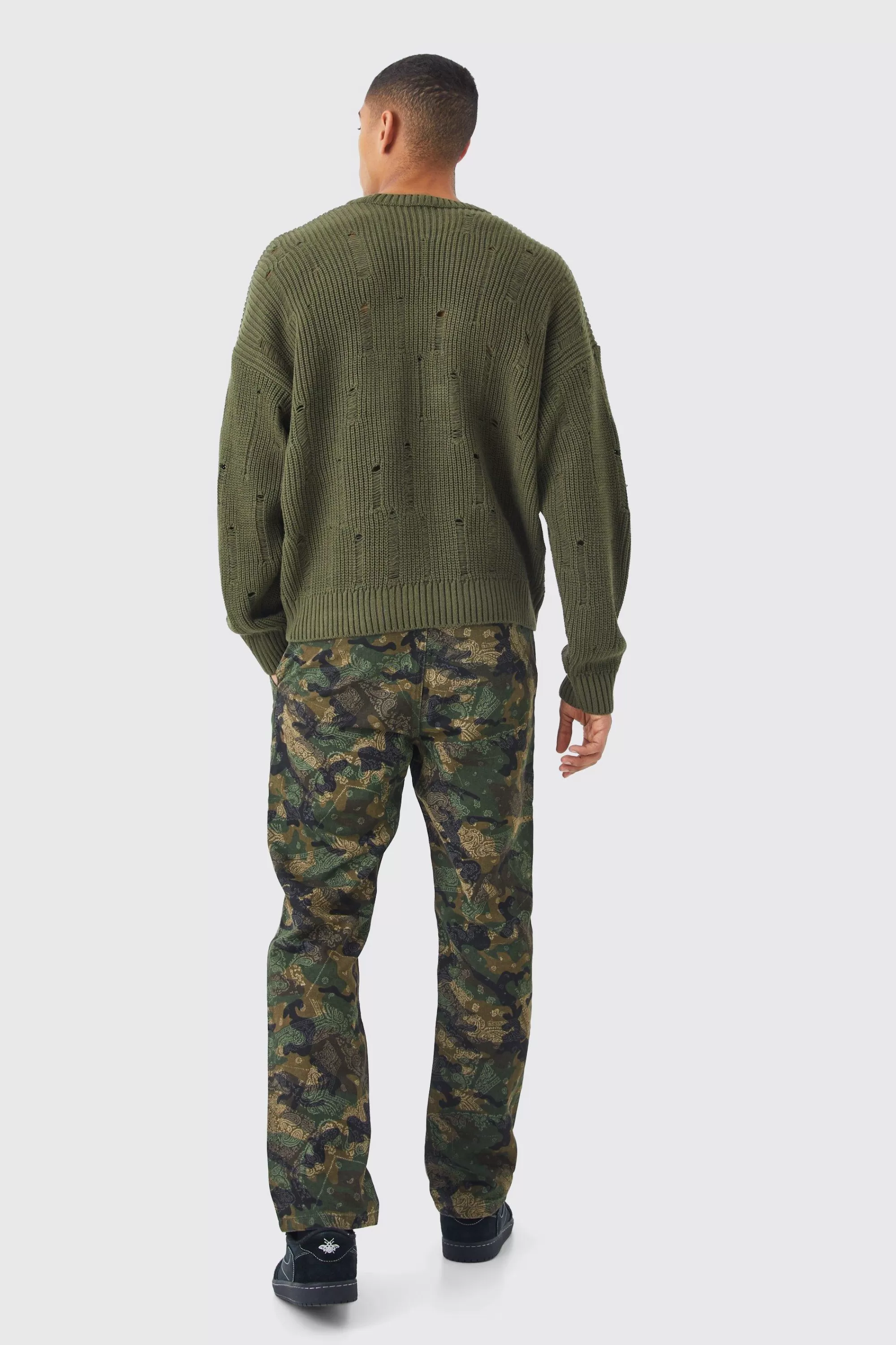 boohooMAN Straight Camo Bandana Cargo Trouser | UK