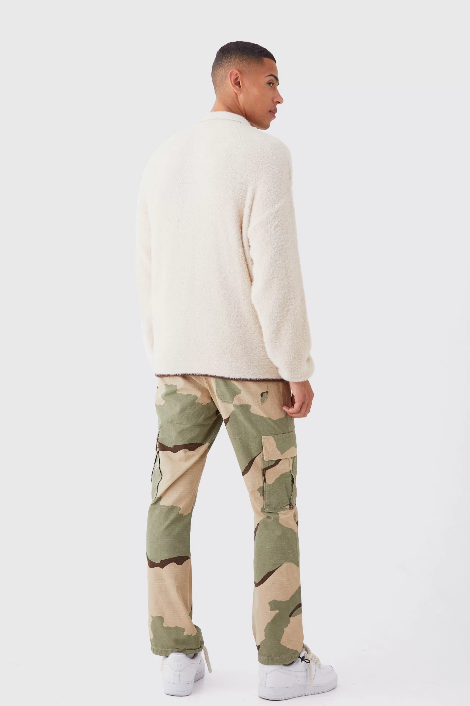 boohooMAN Straight Leg Camo Trouser | UK