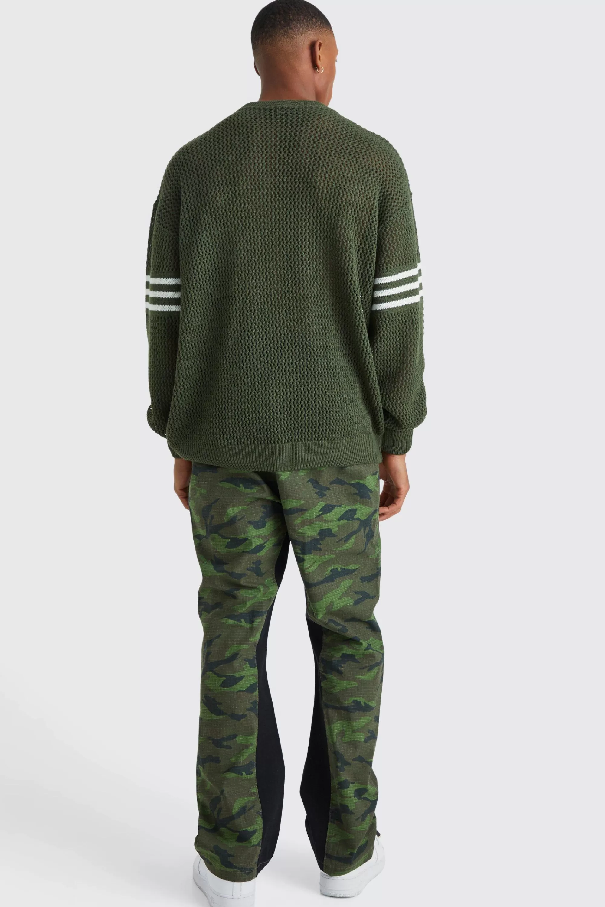 boohooMAN Straight Leg Colour Block Camo Trouser | UK