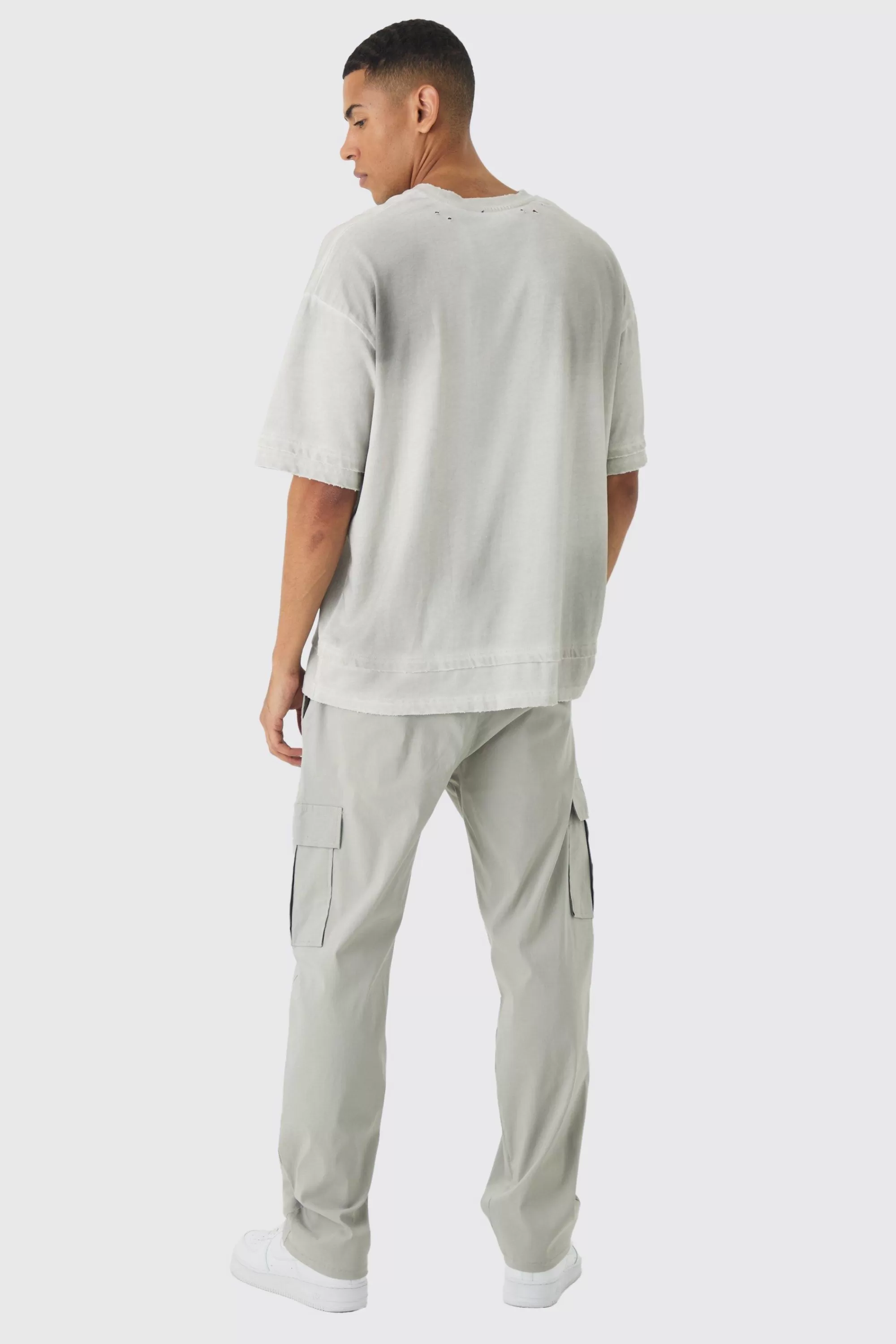 boohooMAN Straight Leg Elasticated Waist Bengaline Cargo Trouser | UK