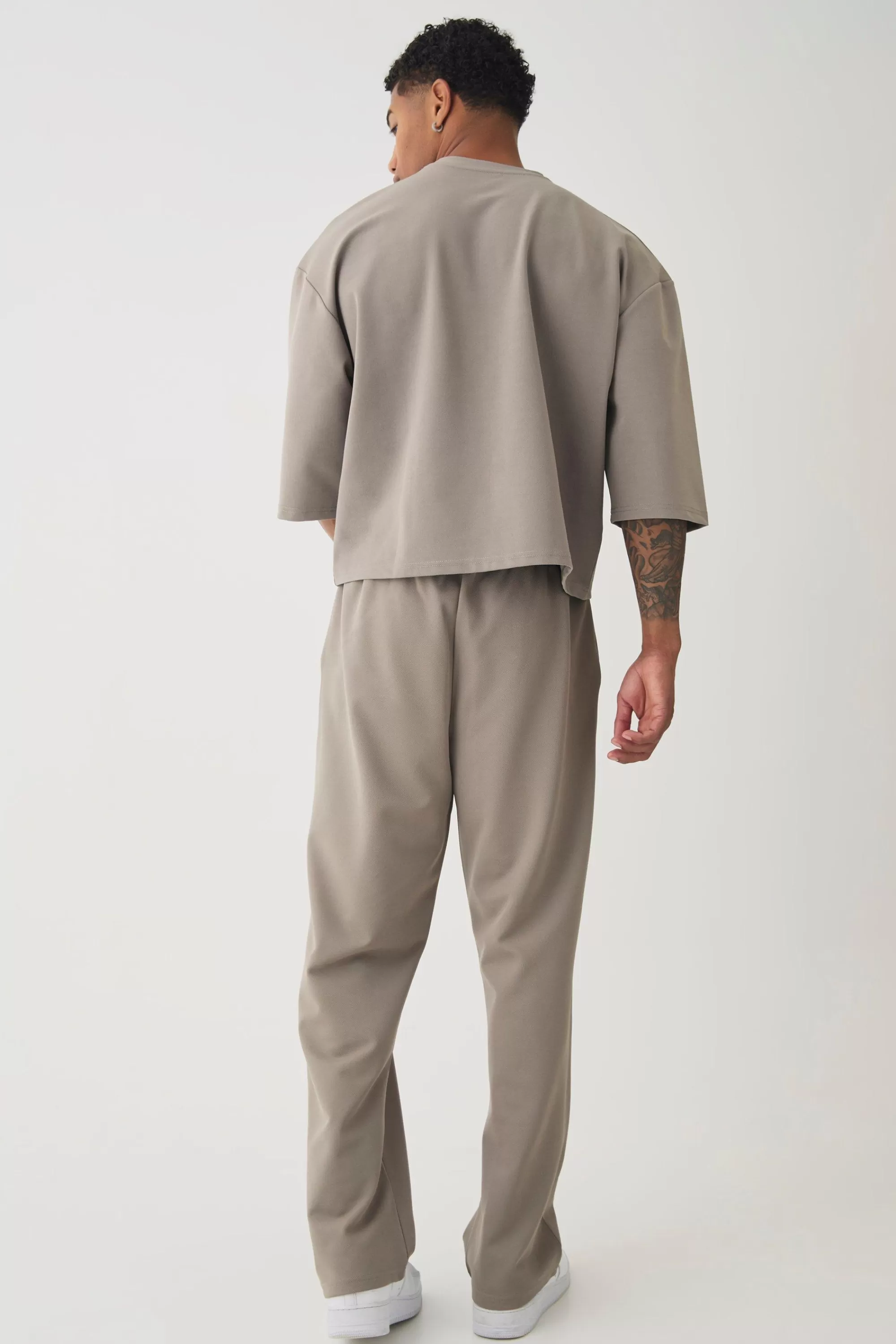 boohooMAN Straight Leg Jersey Twill Jogger | UK