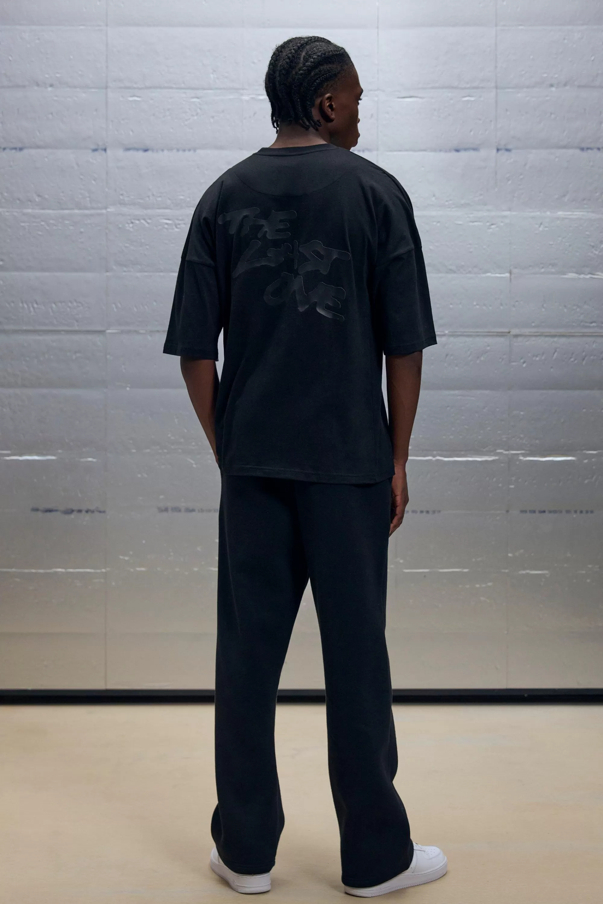 boohooMAN Straight Leg One Front Graphic Joggers | UK