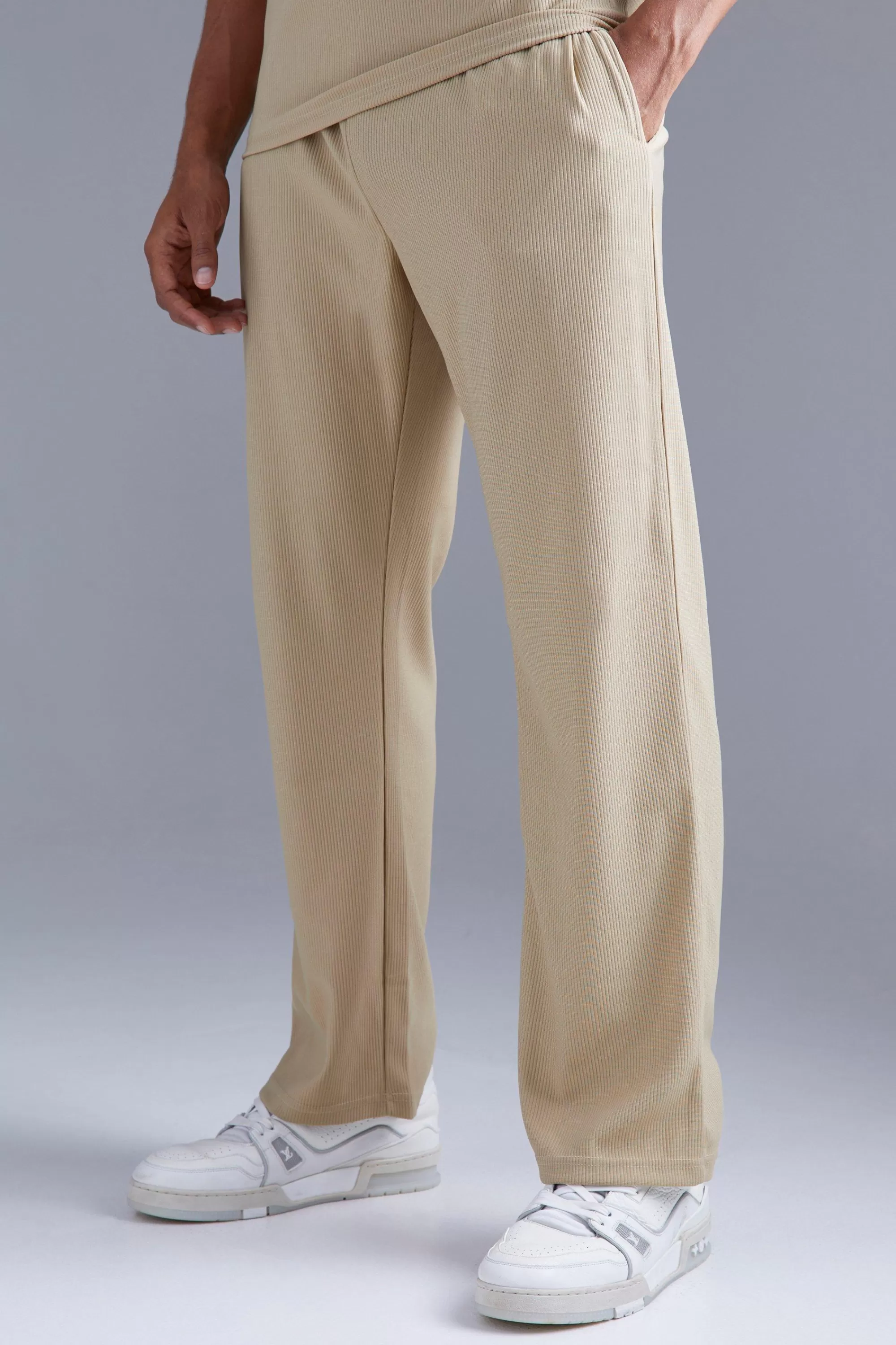 boohooMAN Straight Leg Ribbed Jogger | UK