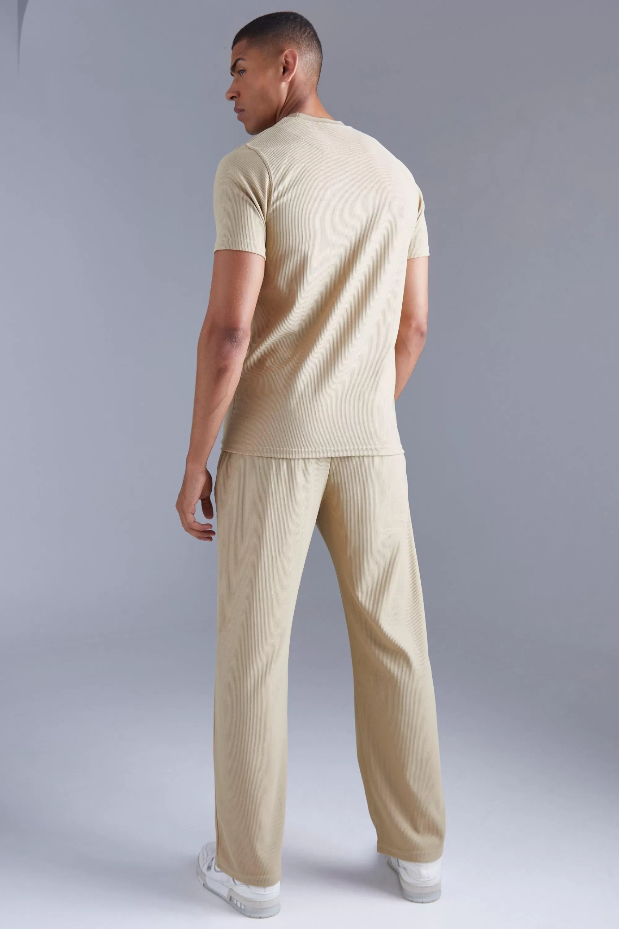 boohooMAN Straight Leg Ribbed Jogger | UK