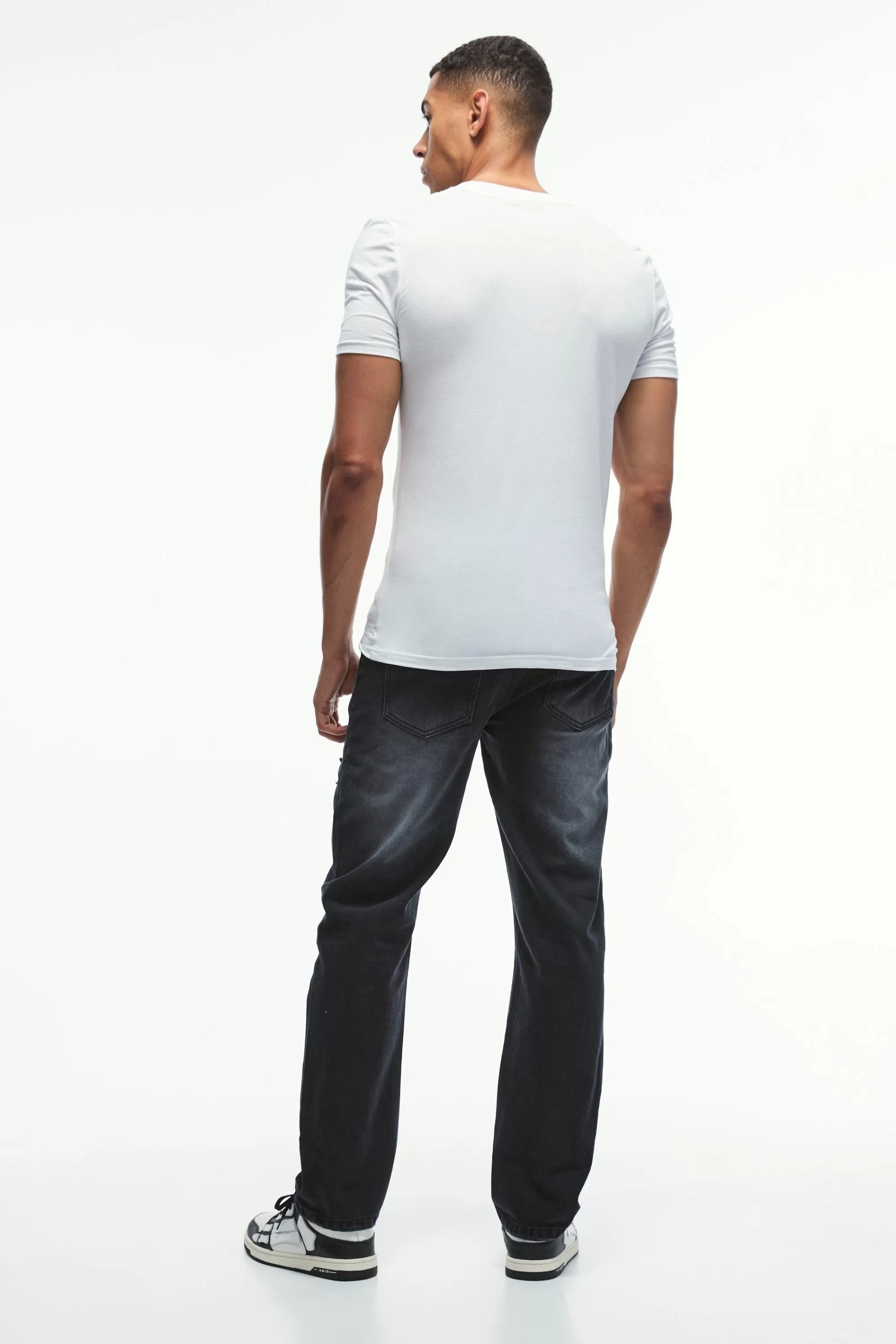 boohooMAN Straight Leg Rigid Subtle Ripped Jeans | UK