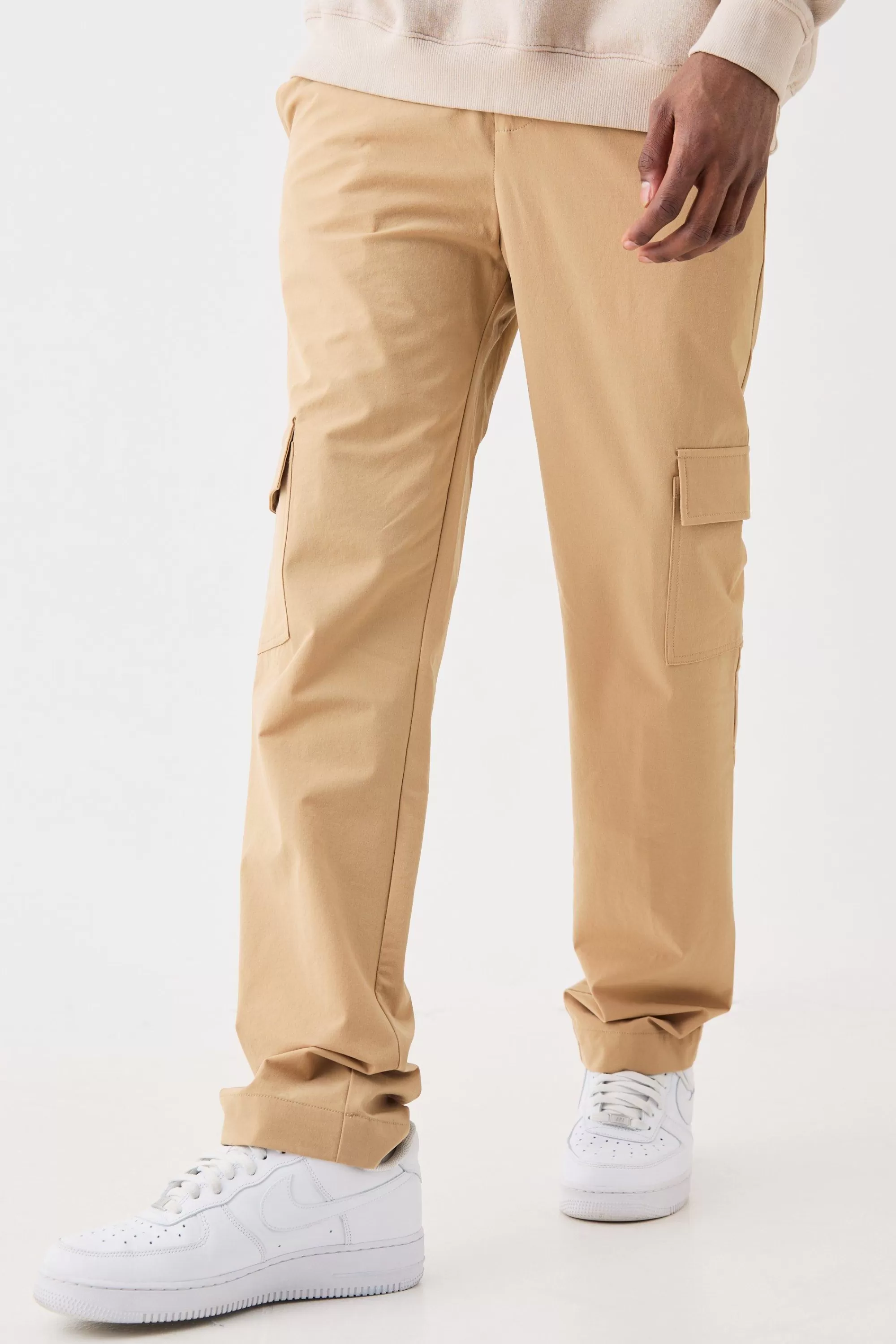 boohooMAN Stretch Tailored Cargo Trousers | UK