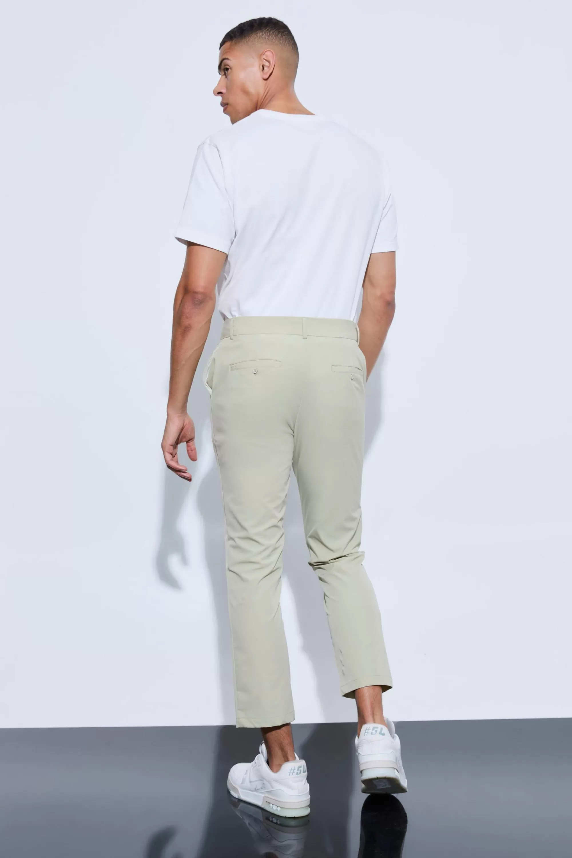 boohooMAN Stretch Tailored Cropped Trousers | UK