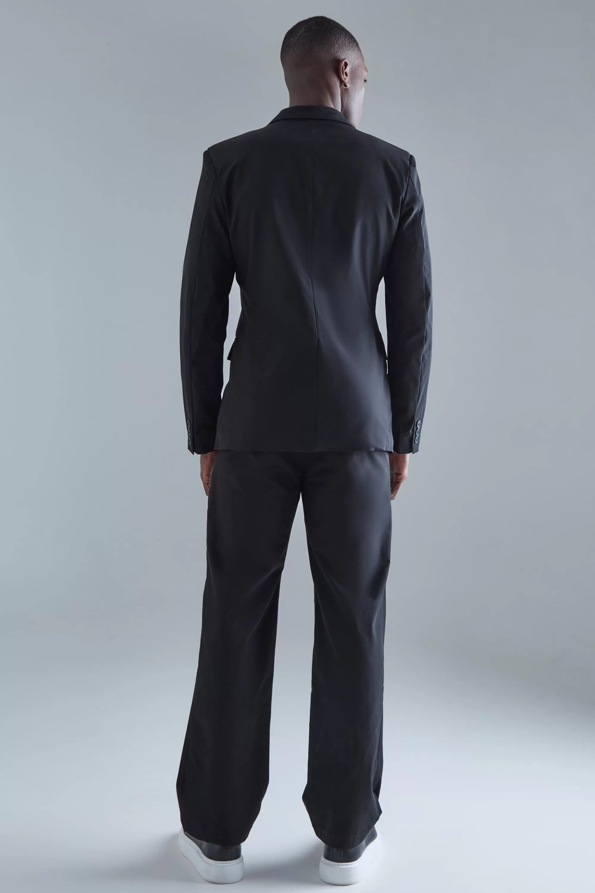 boohooMAN Stretch Tailored Straight Fit Trousers | UK