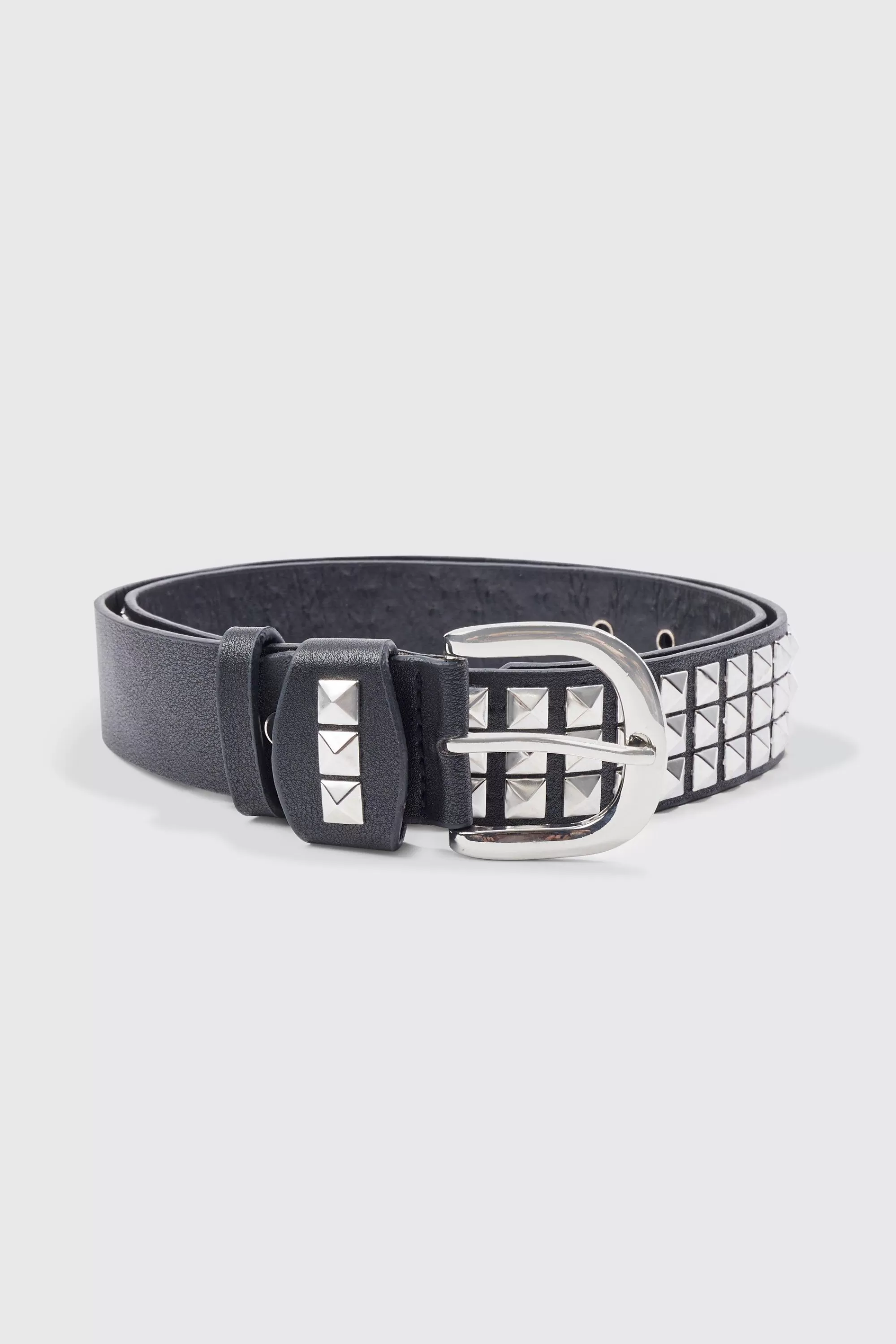 boohooMAN Studded Faux Leather Belt | UK