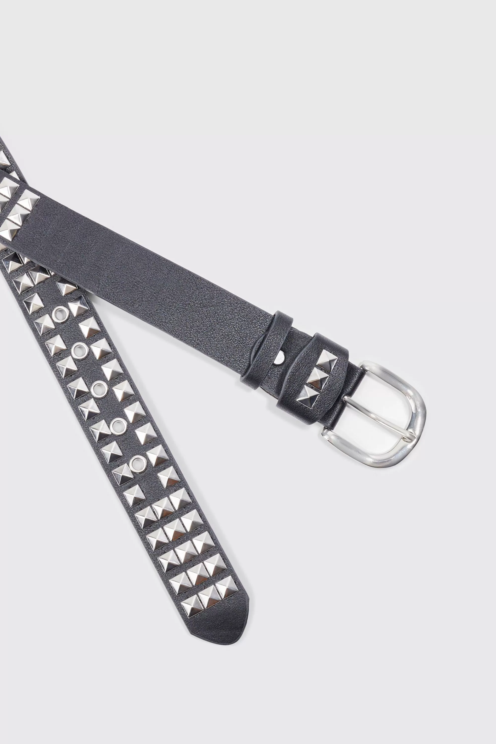 boohooMAN Studded Faux Leather Belt | UK