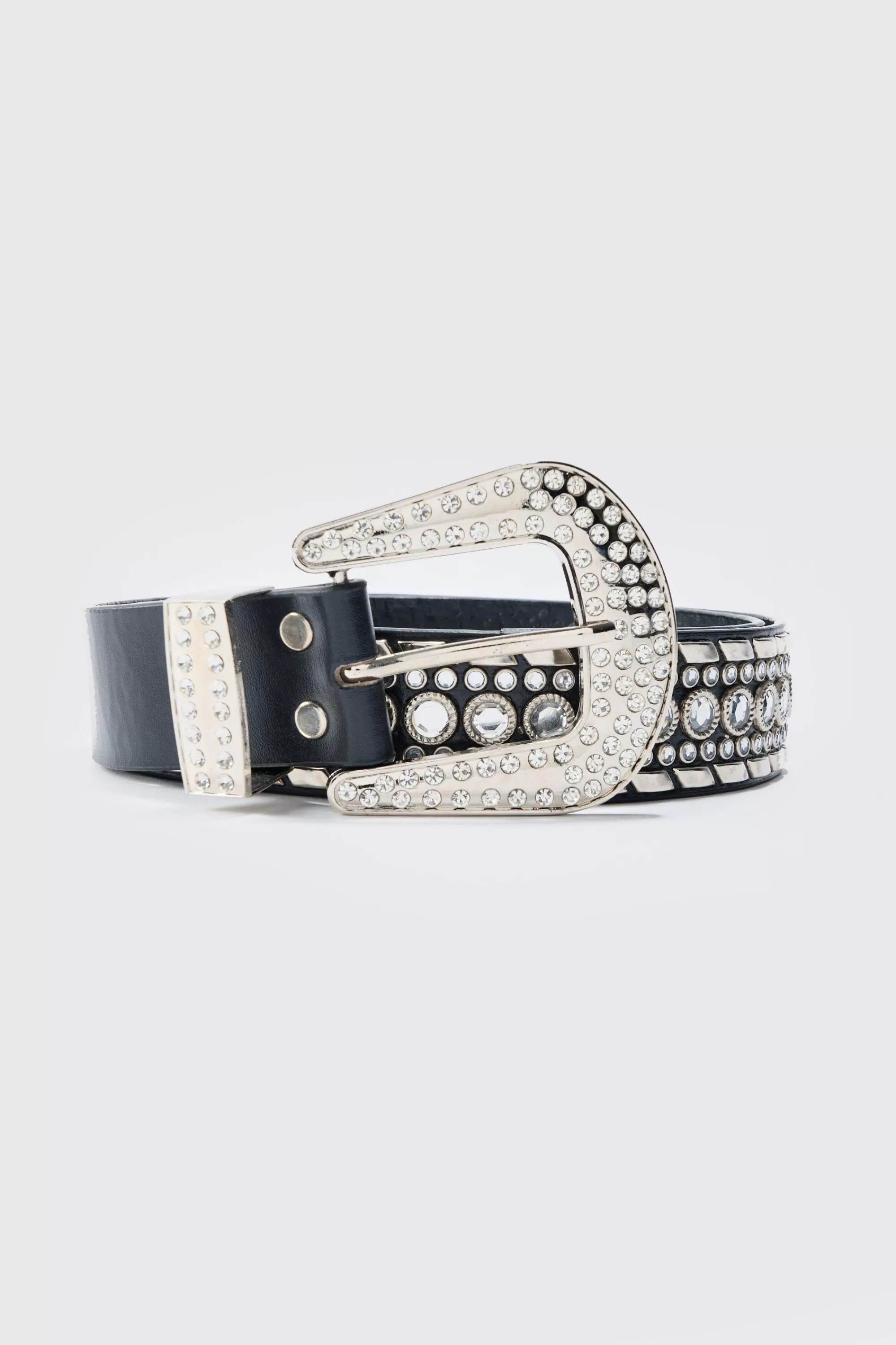 boohooMAN Studded Western Belt In | UK