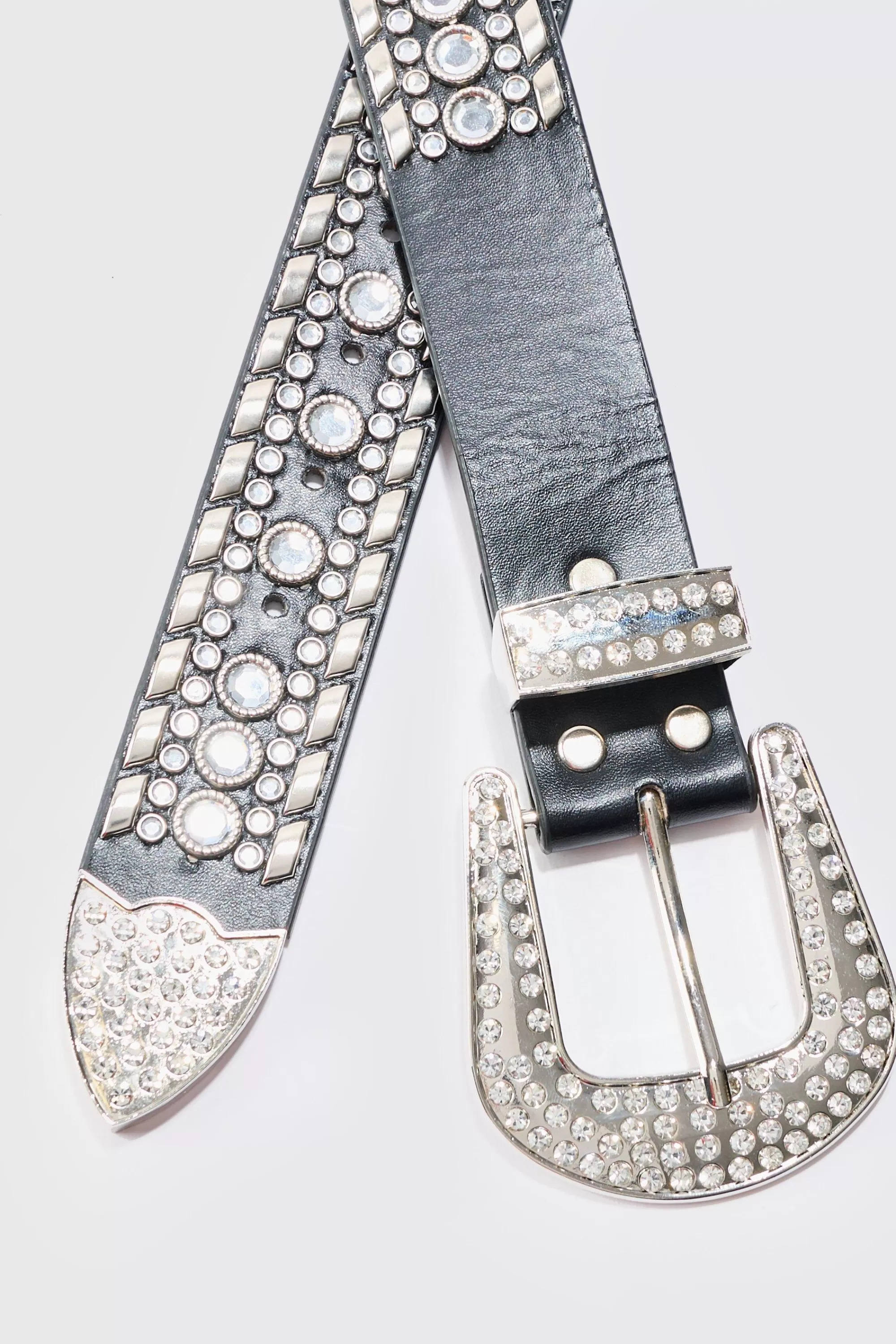 boohooMAN Studded Western Belt In | UK