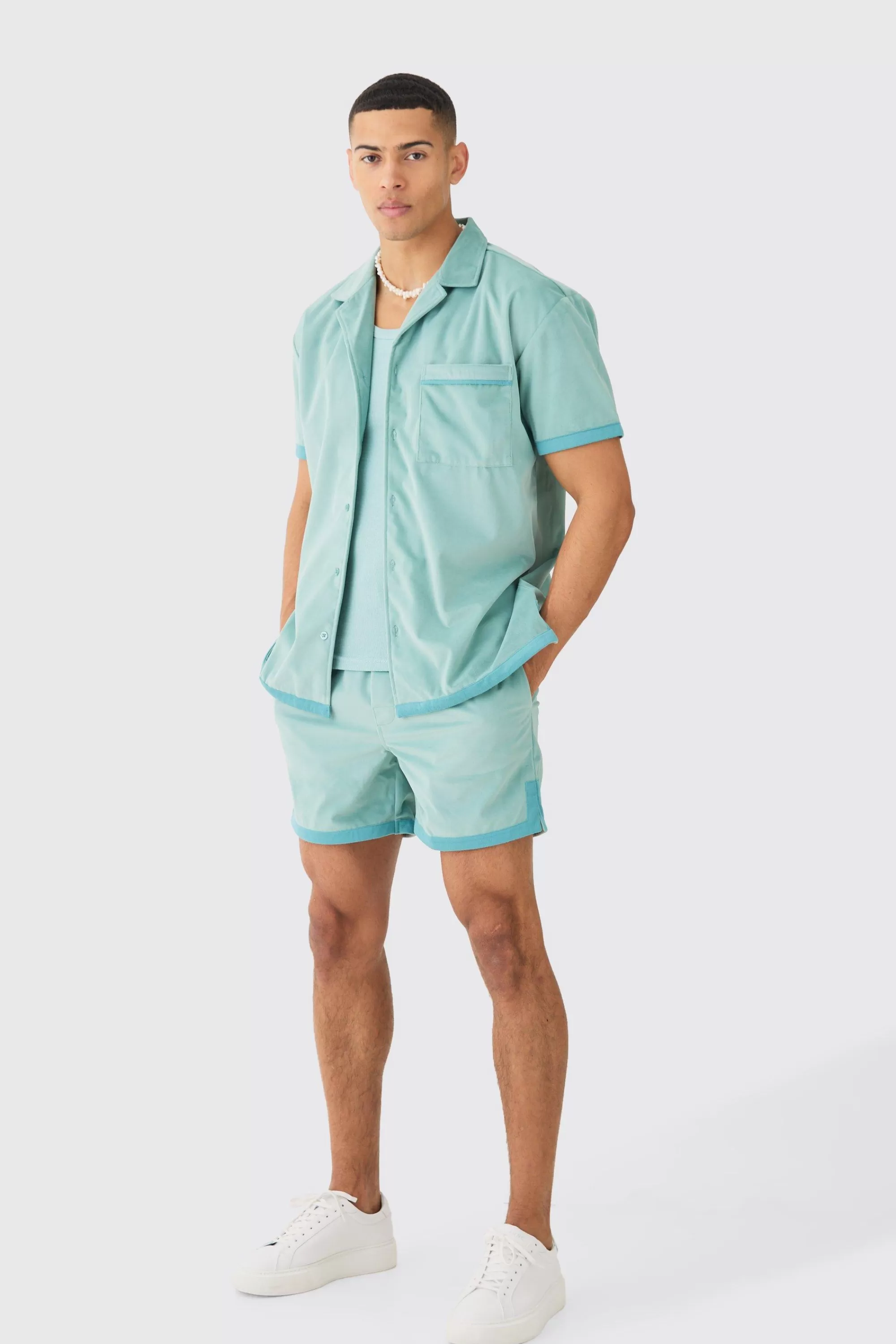boohooMAN Suede Oversized Shirt And Short | UK