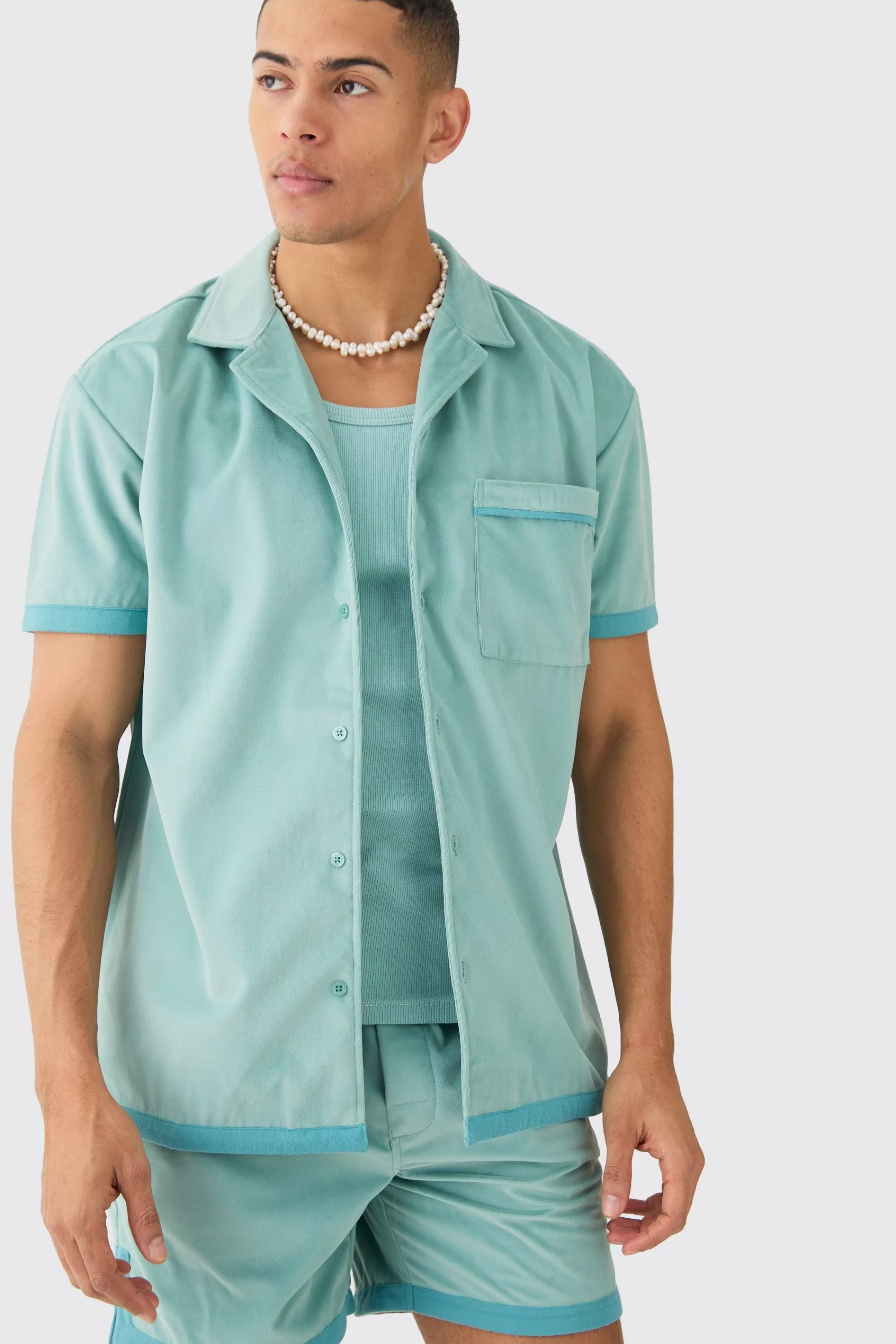 boohooMAN Suede Oversized Shirt And Short | UK
