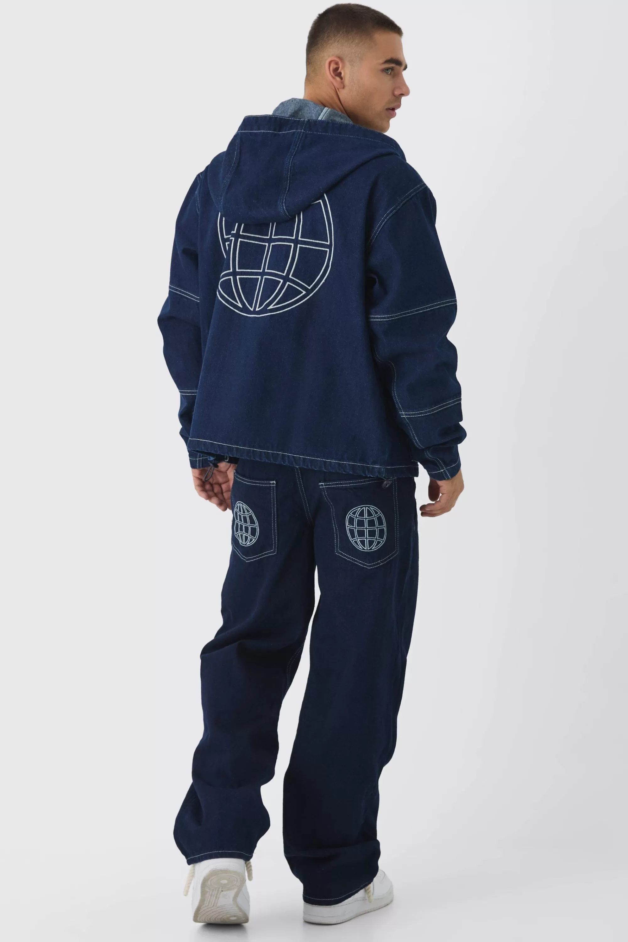 boohooMAN Super Baggy Rigid Boxer Double Waistband Jeans | UK