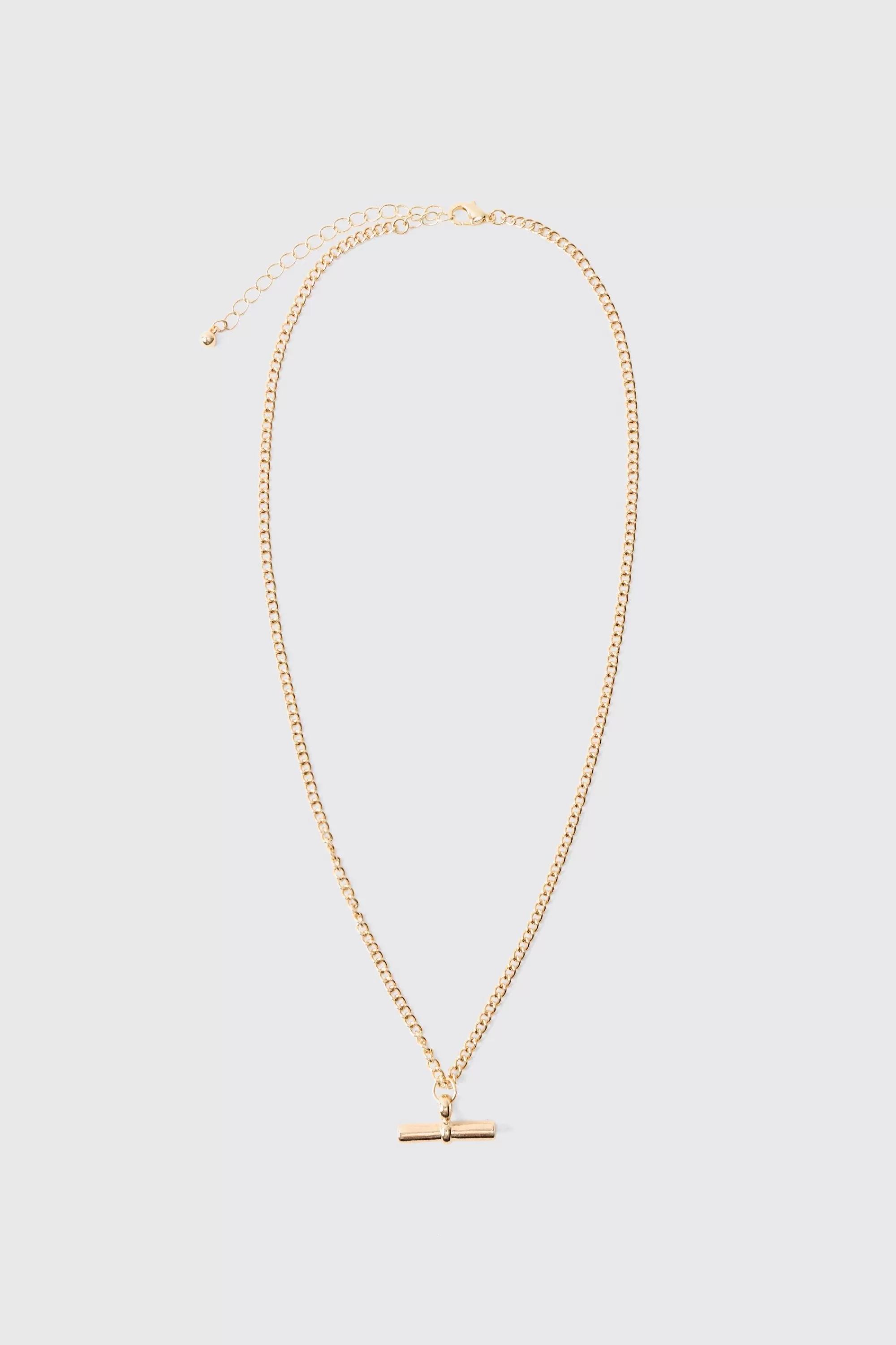 boohooMAN T Bar Pendant Necklace In | UK